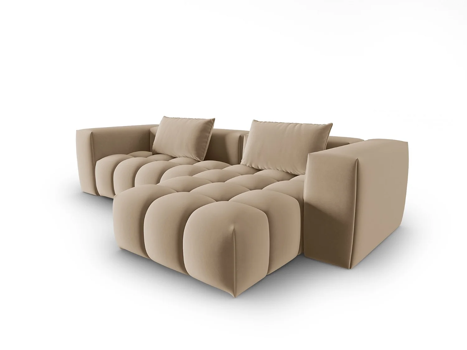 CXL by Christian Lacroix - Sofá modular de canto direito "Lorella" 3 lugares em veludo areia - 260x145x70cm