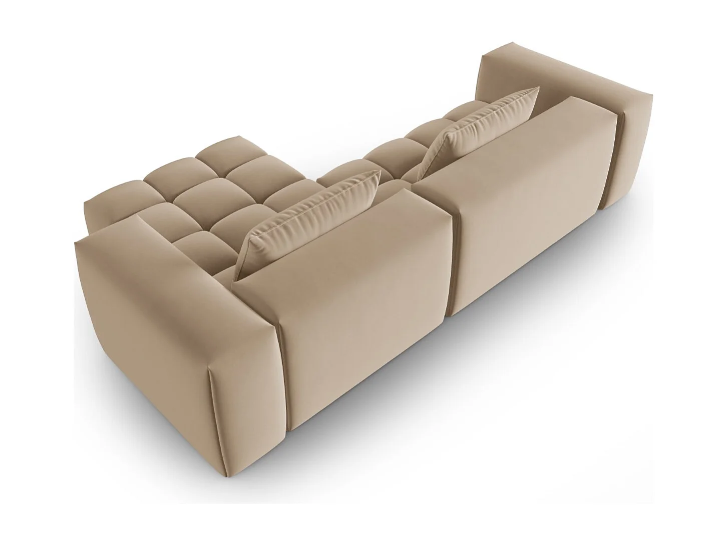 CXL by Christian Lacroix - Sofá modular de canto direito "Lorella" 3 lugares em veludo areia - 260x145x70cm