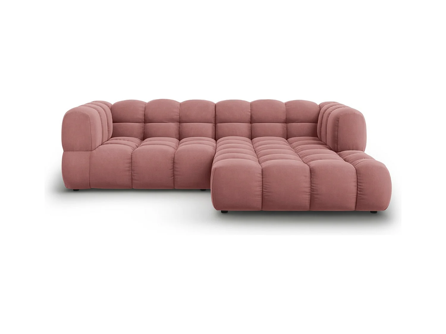 Cosmopolitan Design - Modulaire hoekbank rechts "Sky" 3 zitplaatsen, Flueel, Zalm - 244x162x75cm