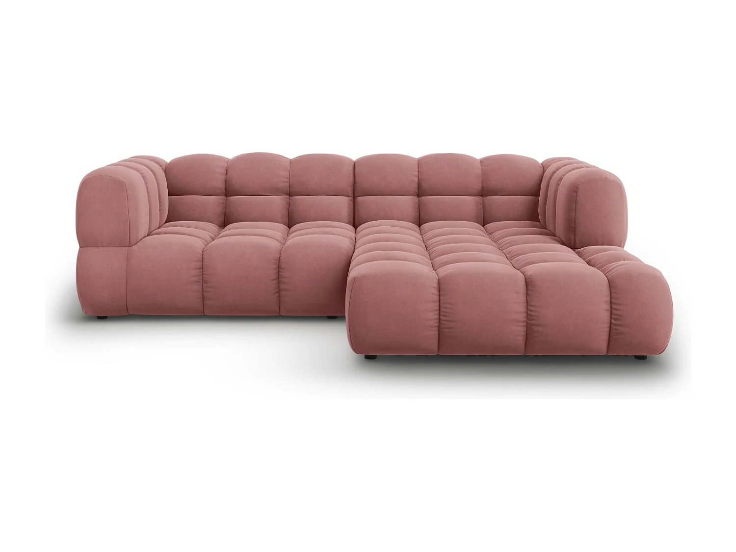 Cosmopolitan Design - Sofá modular de canto direito "Sky" 3 lugares em veludo salmão - 244x162x75cm