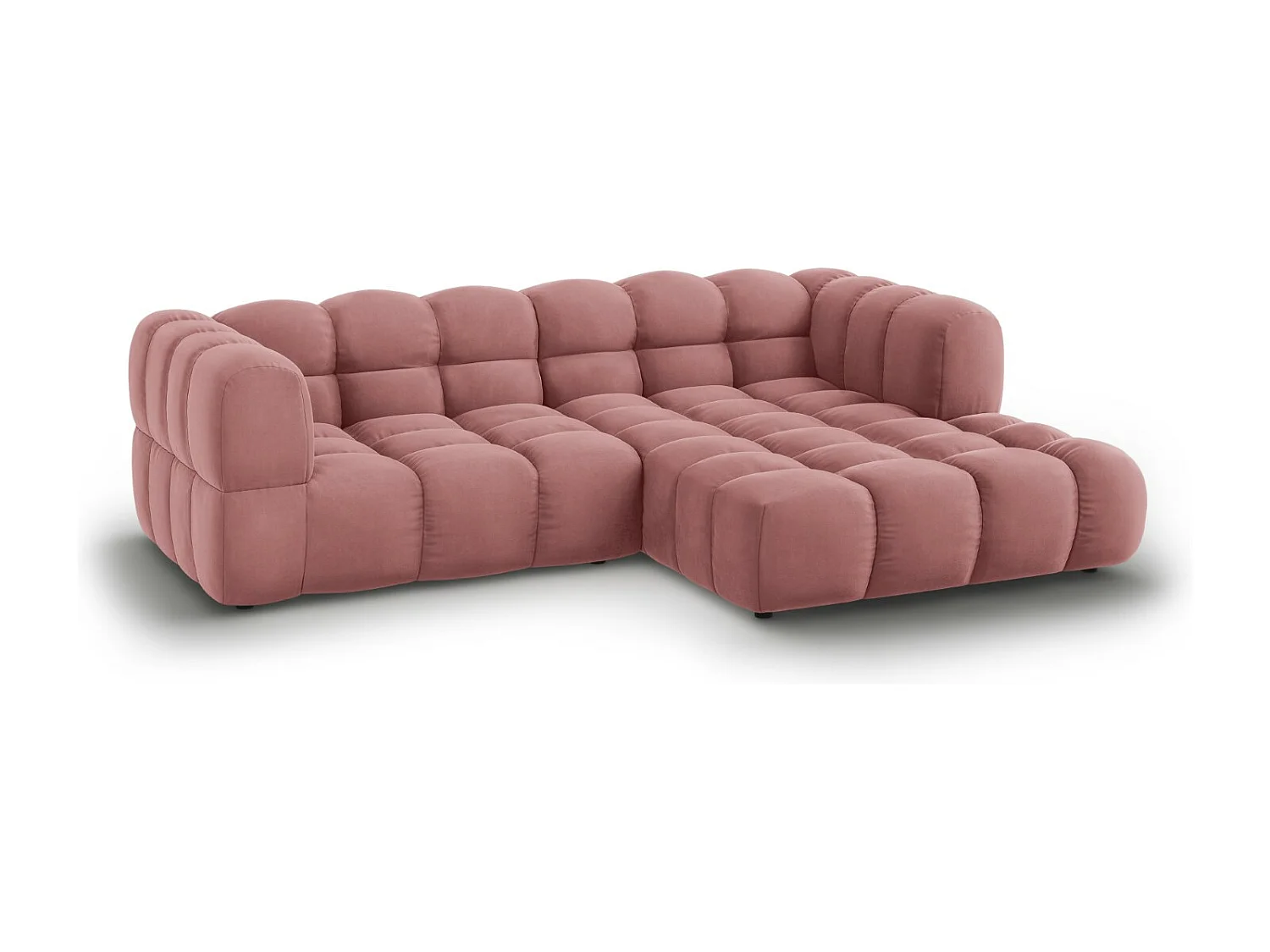 Cosmopolitan Design - Sofá modular de canto direito "Sky" 3 lugares em veludo salmão - 244x162x75cm