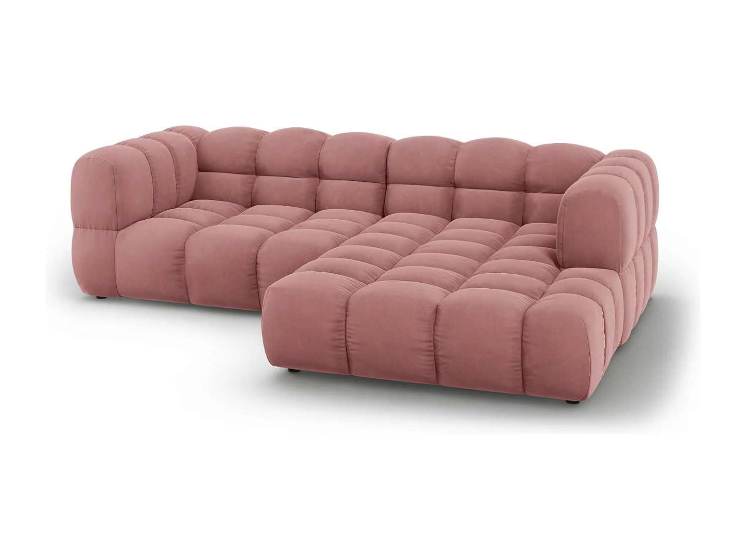 Cosmopolitan Design - Sofá modular de canto direito "Sky" 3 lugares em veludo salmão - 244x162x75cm