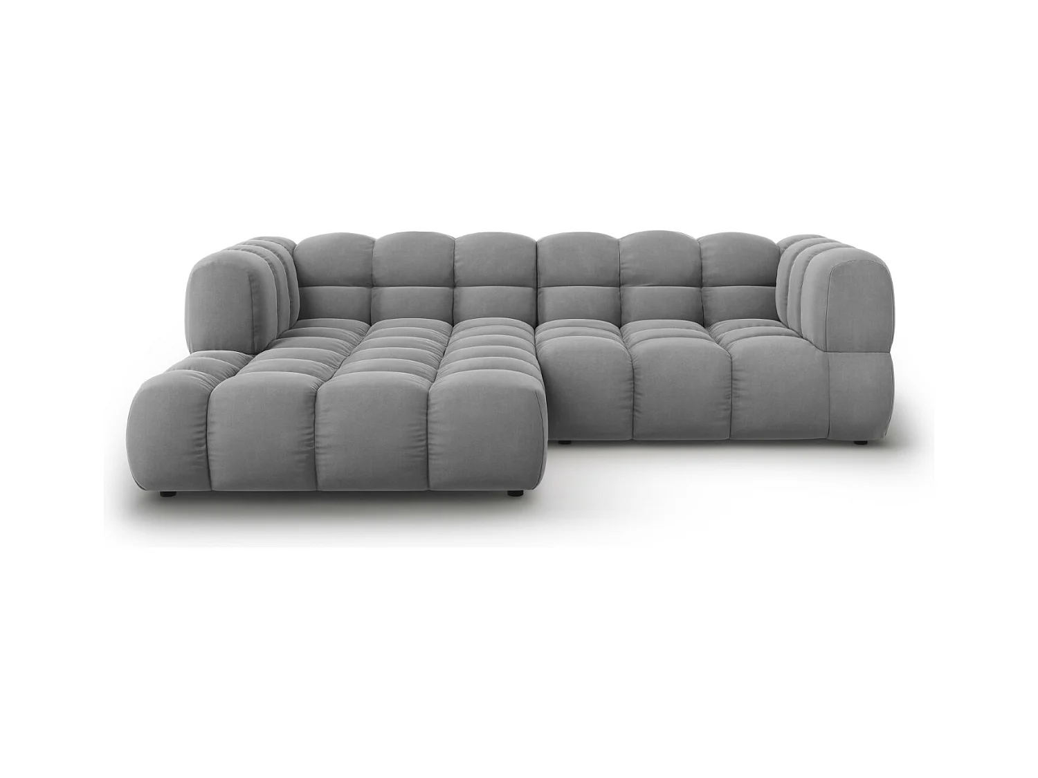 Cosmopolitan Design - Canapé d'angle gauche modulable "Sky" 3 places en velours gris clair - 244x162x75cm