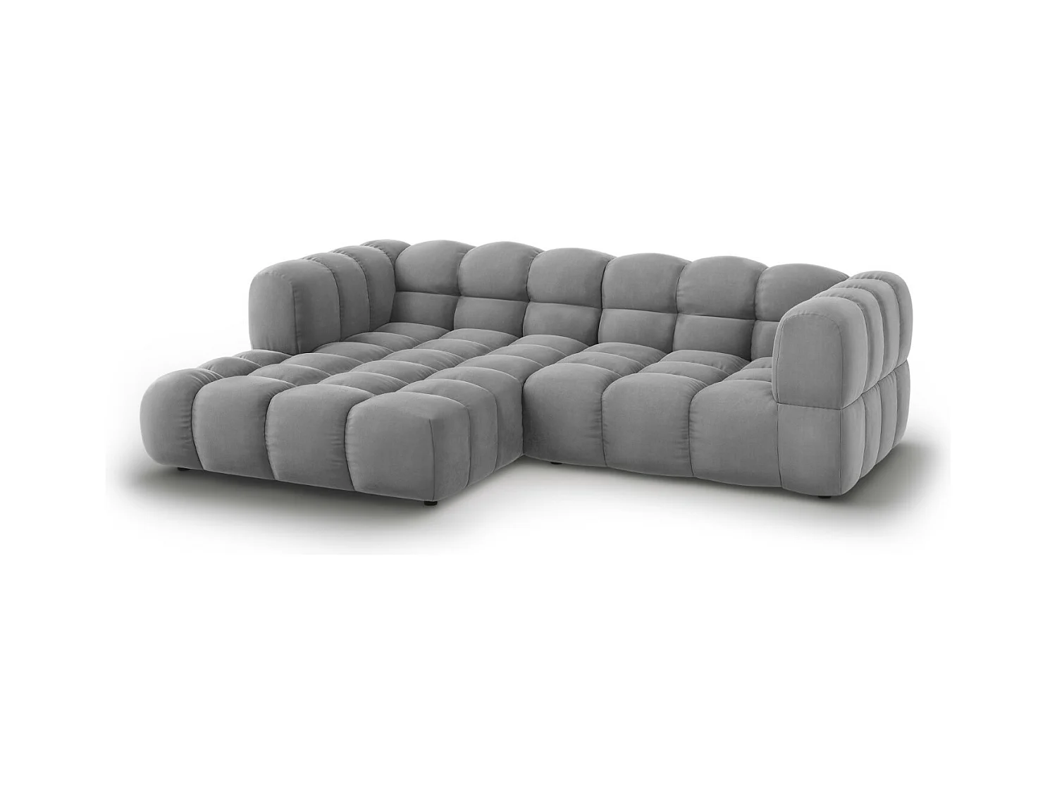 Cosmopolitan Design - Canapé d'angle gauche modulable "Sky" 3 places en velours gris clair - 244x162x75cm