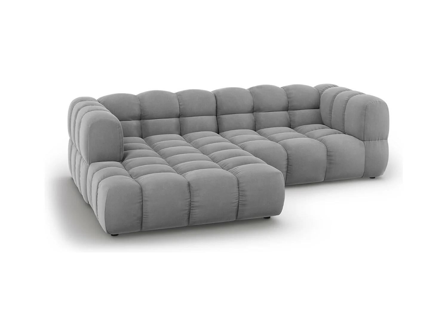 Cosmopolitan Design - Canapé d'angle gauche modulable "Sky" 3 places en velours gris clair - 244x162x75cm