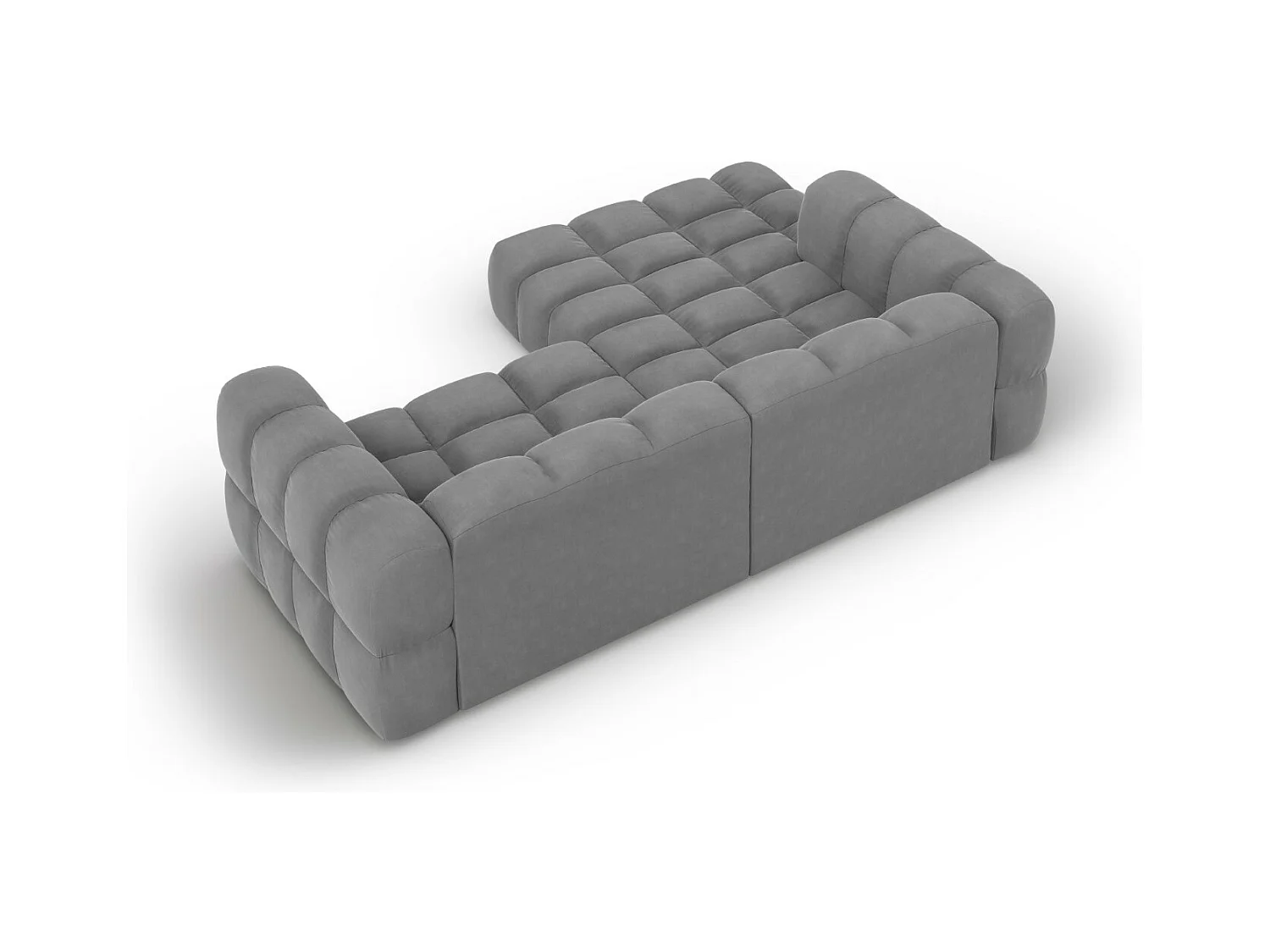 Cosmopolitan Design - Canapé d'angle gauche modulable "Sky" 3 places en velours gris clair - 244x162x75cm