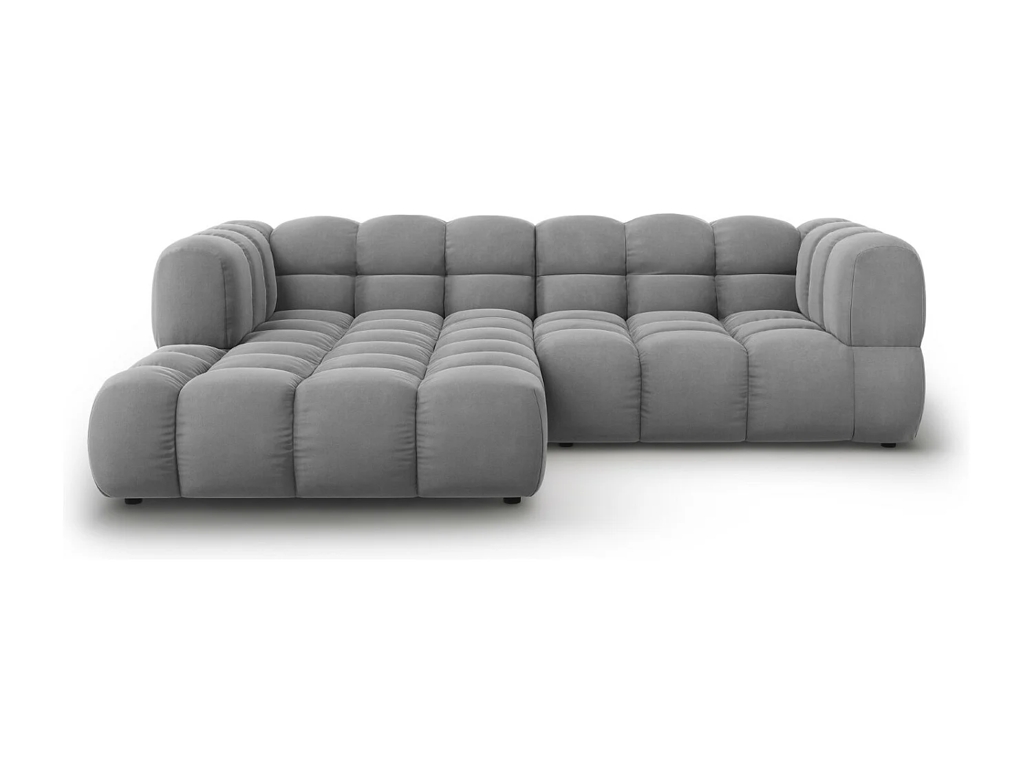 Cosmopolitan Design - Sofá modular de canto esquerdo "Sky" 3 lugares em veludo cinza claro - 244x162x75cm