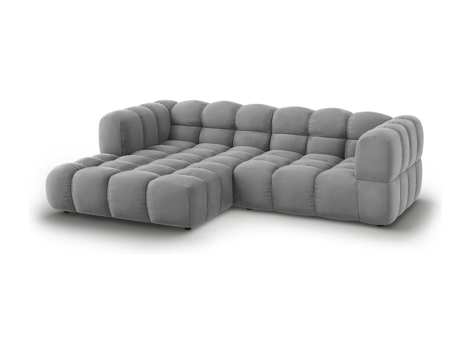 Cosmopolitan Design - Sofá modular de canto esquerdo "Sky" 3 lugares em veludo cinza claro - 244x162x75cm