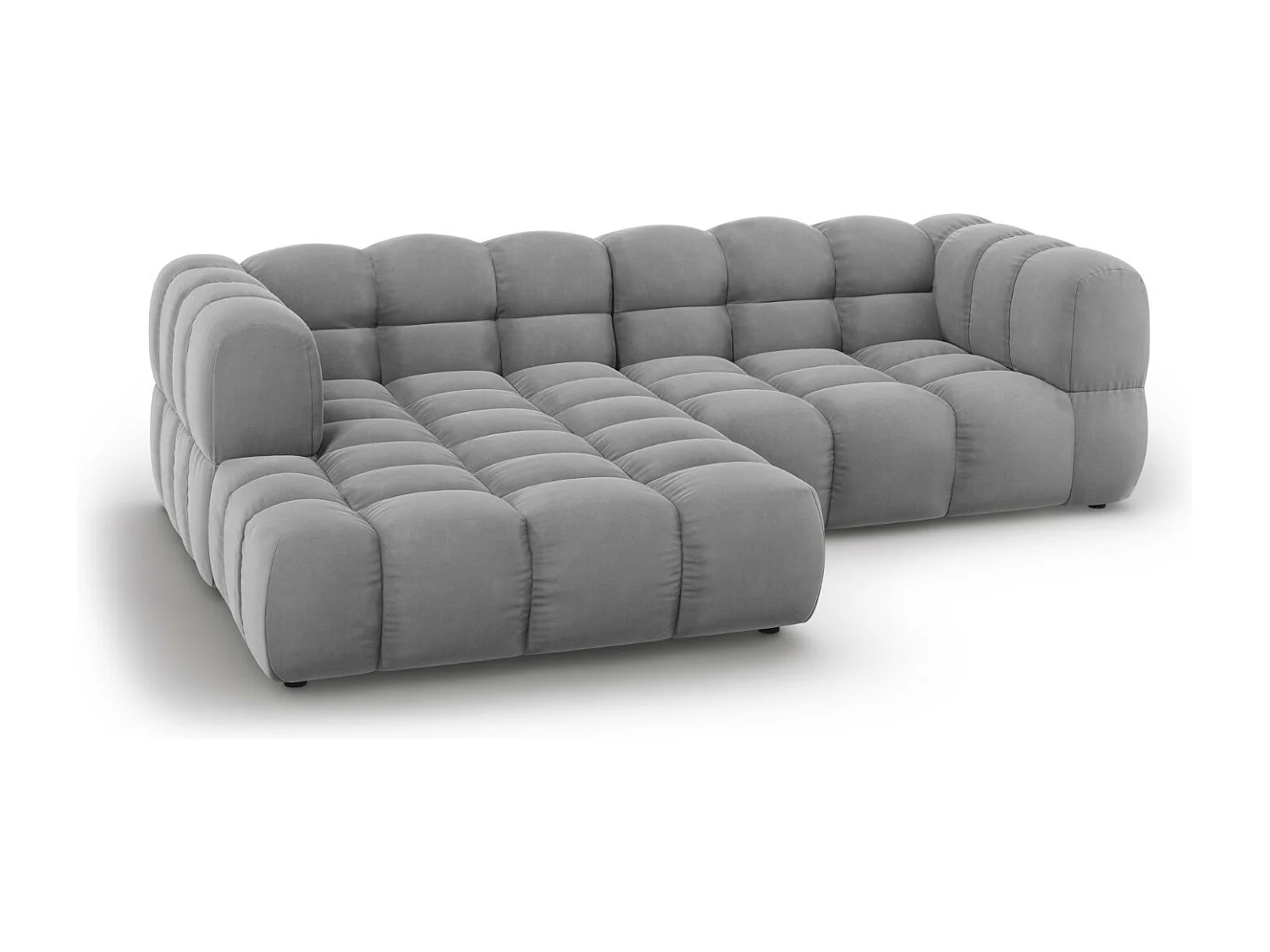 Cosmopolitan Design - Sofá modular de canto esquerdo "Sky" 3 lugares em veludo cinza claro - 244x162x75cm