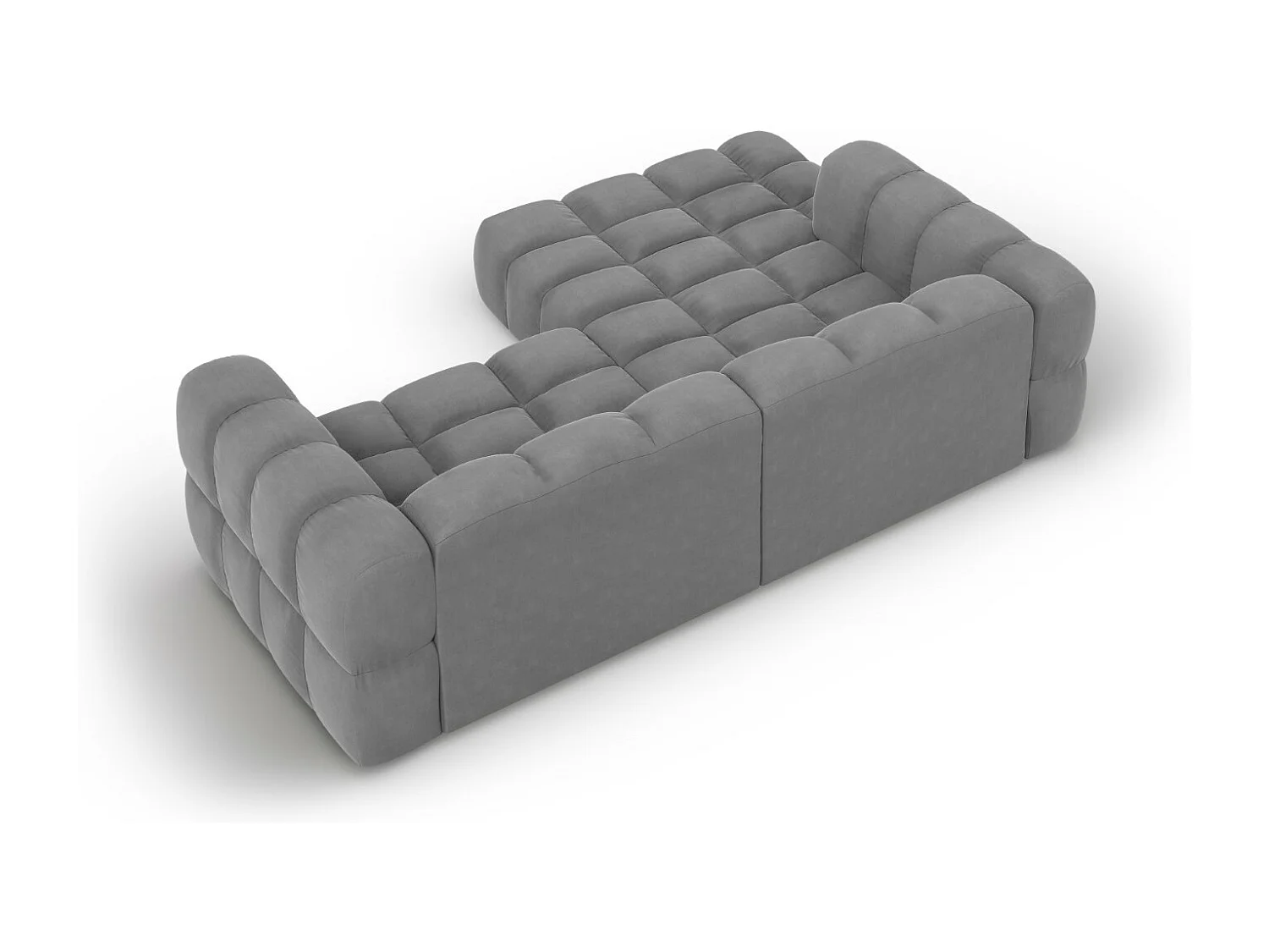 Cosmopolitan Design - Sofá modular de canto esquerdo "Sky" 3 lugares em veludo cinza claro - 244x162x75cm