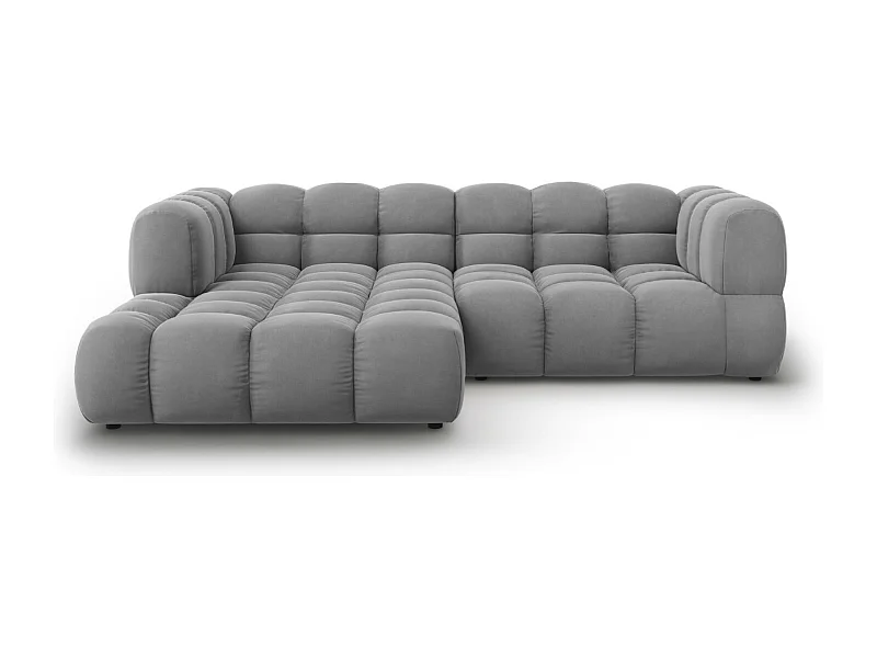 Cosmopolitan Design - Sofá modular de canto esquerdo "Sky" 3 lugares em veludo cinza claro - 244x162x75cm