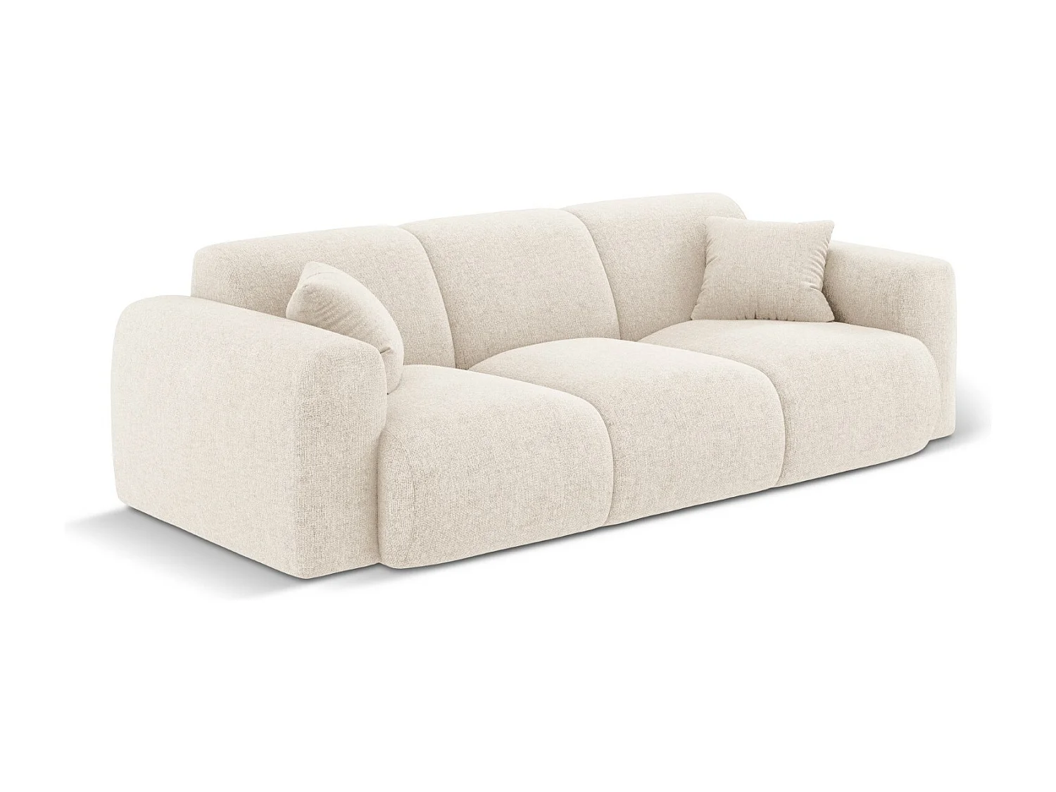 Cosmopolitan Design - 3-Sitzer Sofa "Nolio" aus Chenille-Stoff leichtes beige - 235x95x72cm