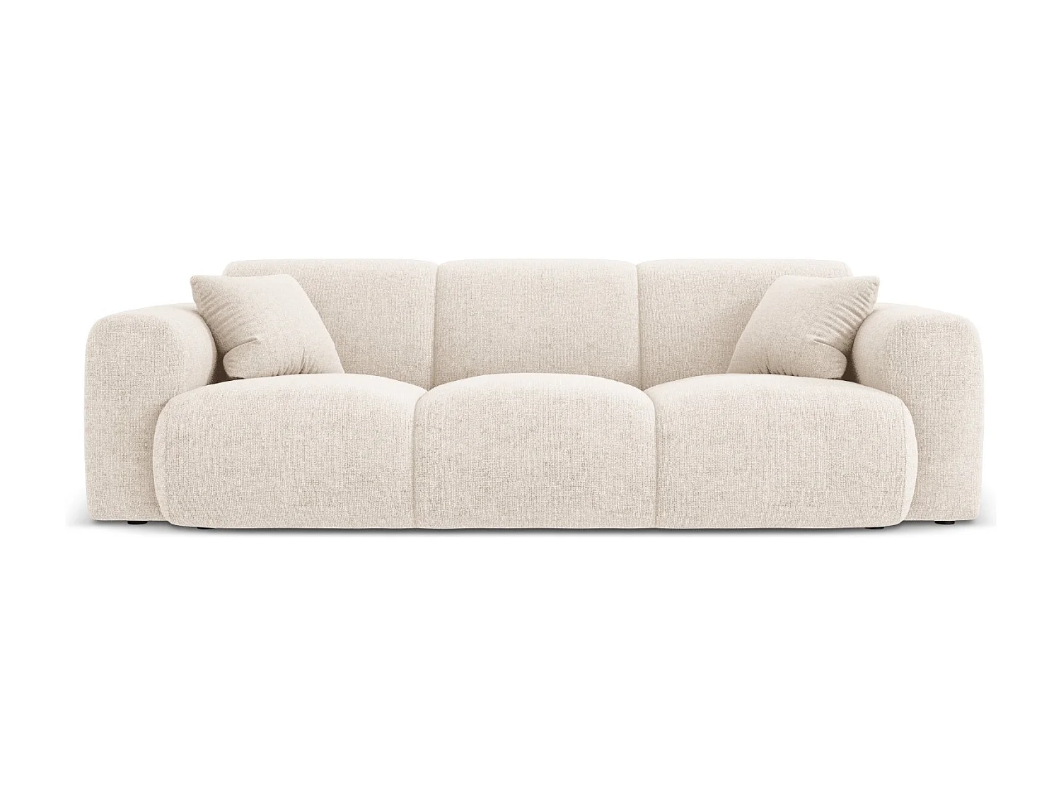 Cosmopolitan Design - Sofá "Nolio" 3 lugares em tecido chenille bege claro - 235x95x72cm