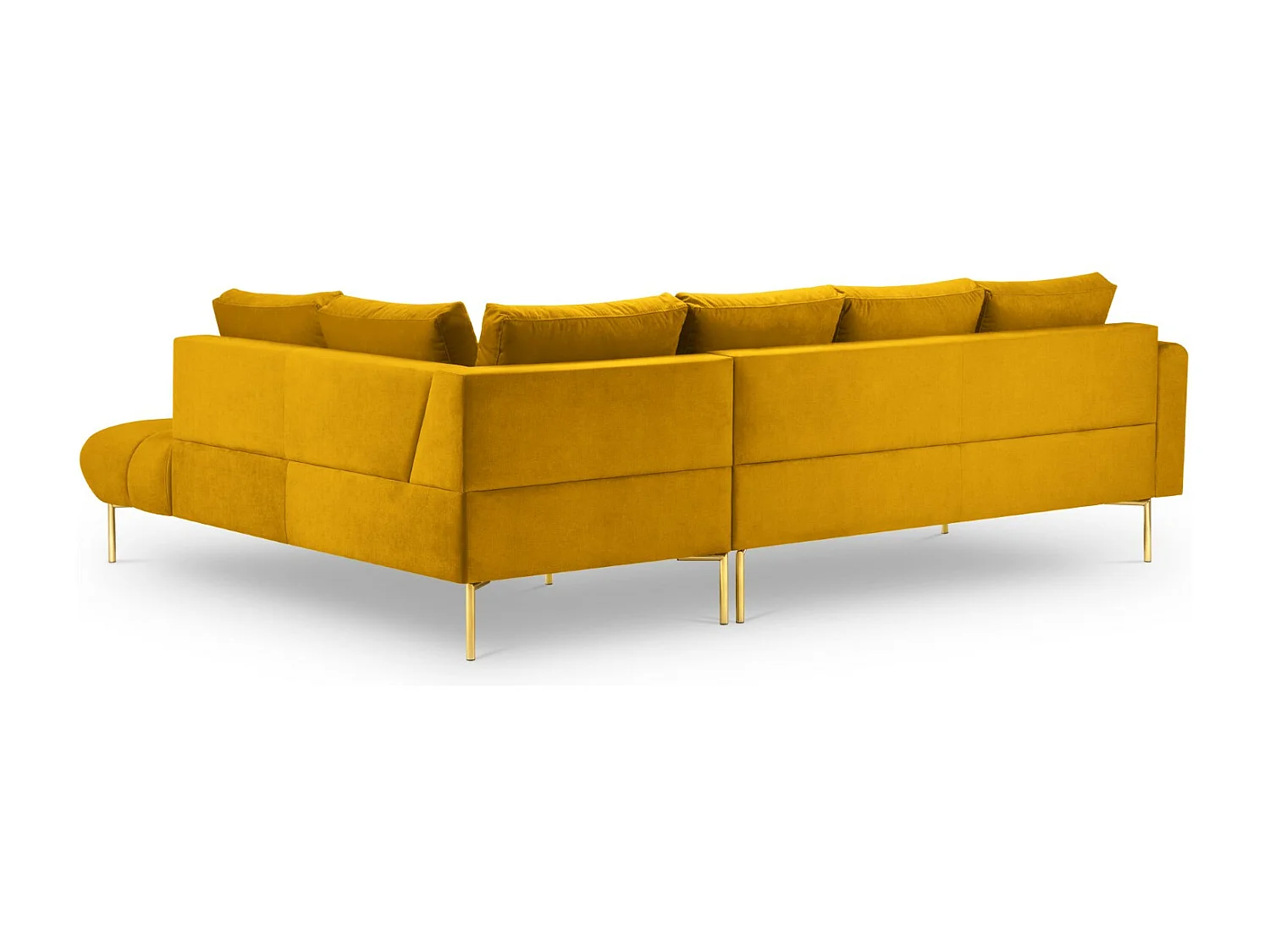Cosmopolitan Design - Sofá de canto direito "Hastings" 5 lugares em veludo amarelo - 301x216x75cm