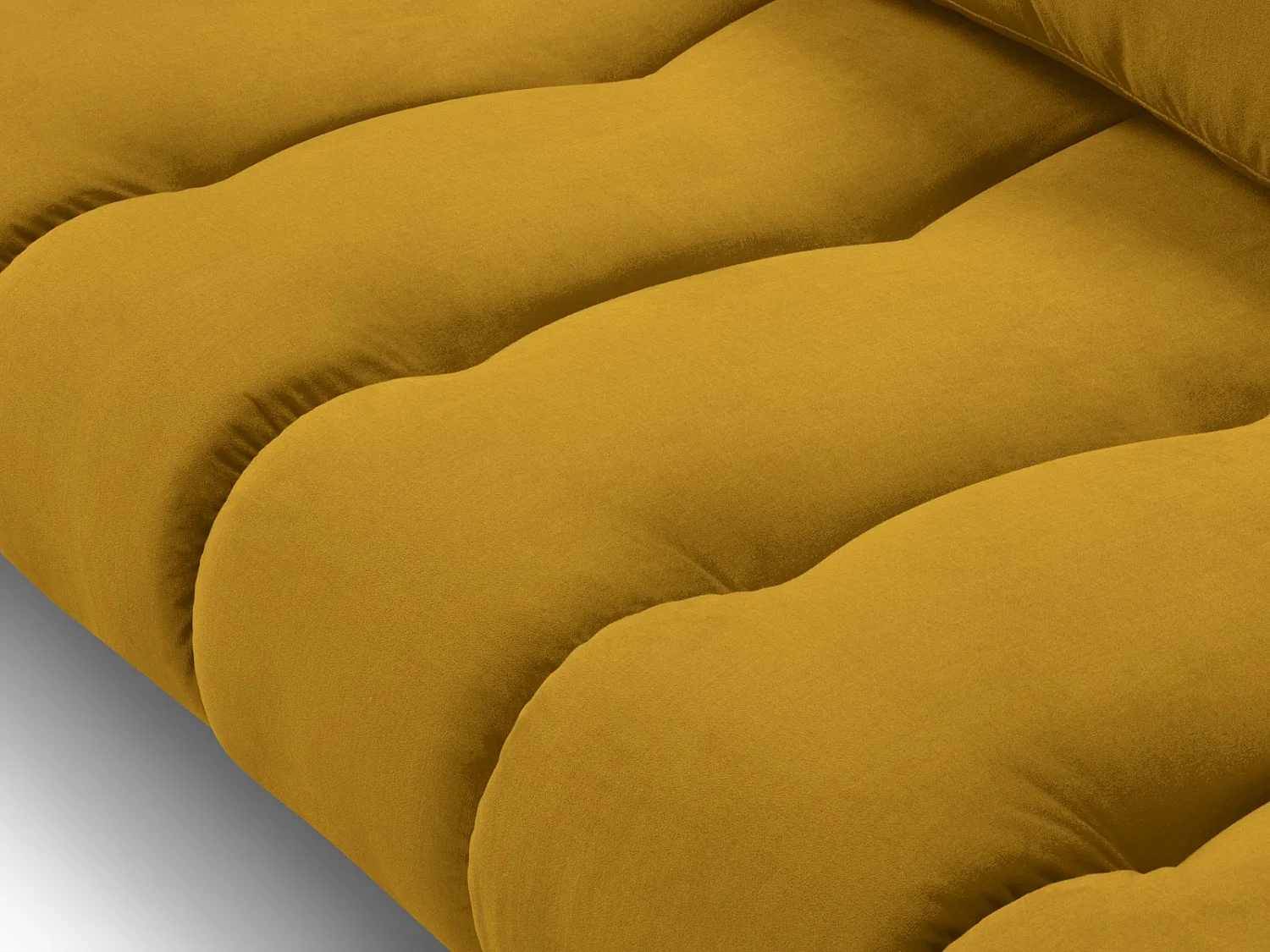 Cosmopolitan Design - Sofá de canto direito "Hastings" 5 lugares em veludo amarelo - 301x216x75cm