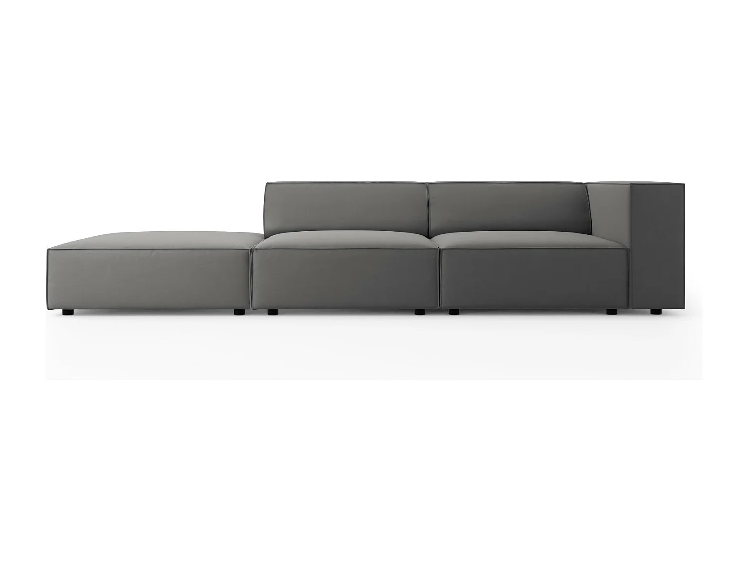 Cosmopolitan Design - Linker bank "Arendal" 4 zitplaatsen, Flueel, Cement - 262x102x70cm