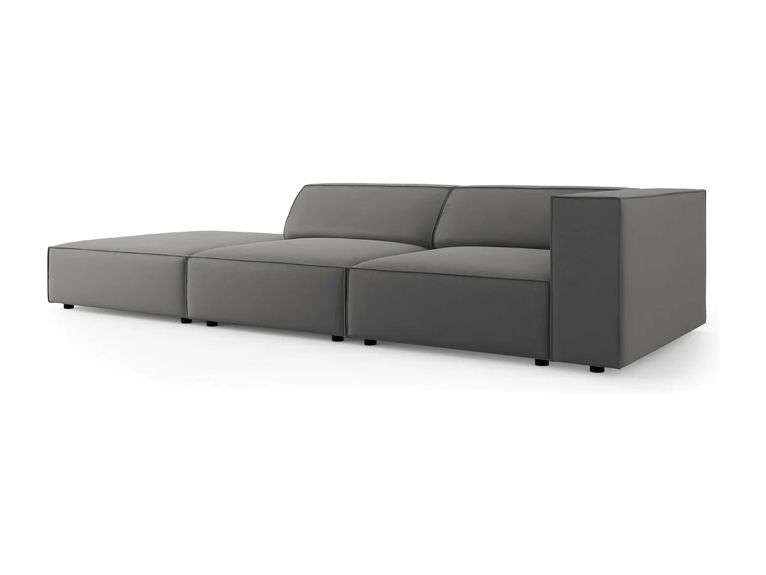 Cosmopolitan Design - Linker bank "Arendal" 4 zitplaatsen, Flueel, Cement - 262x102x70cm