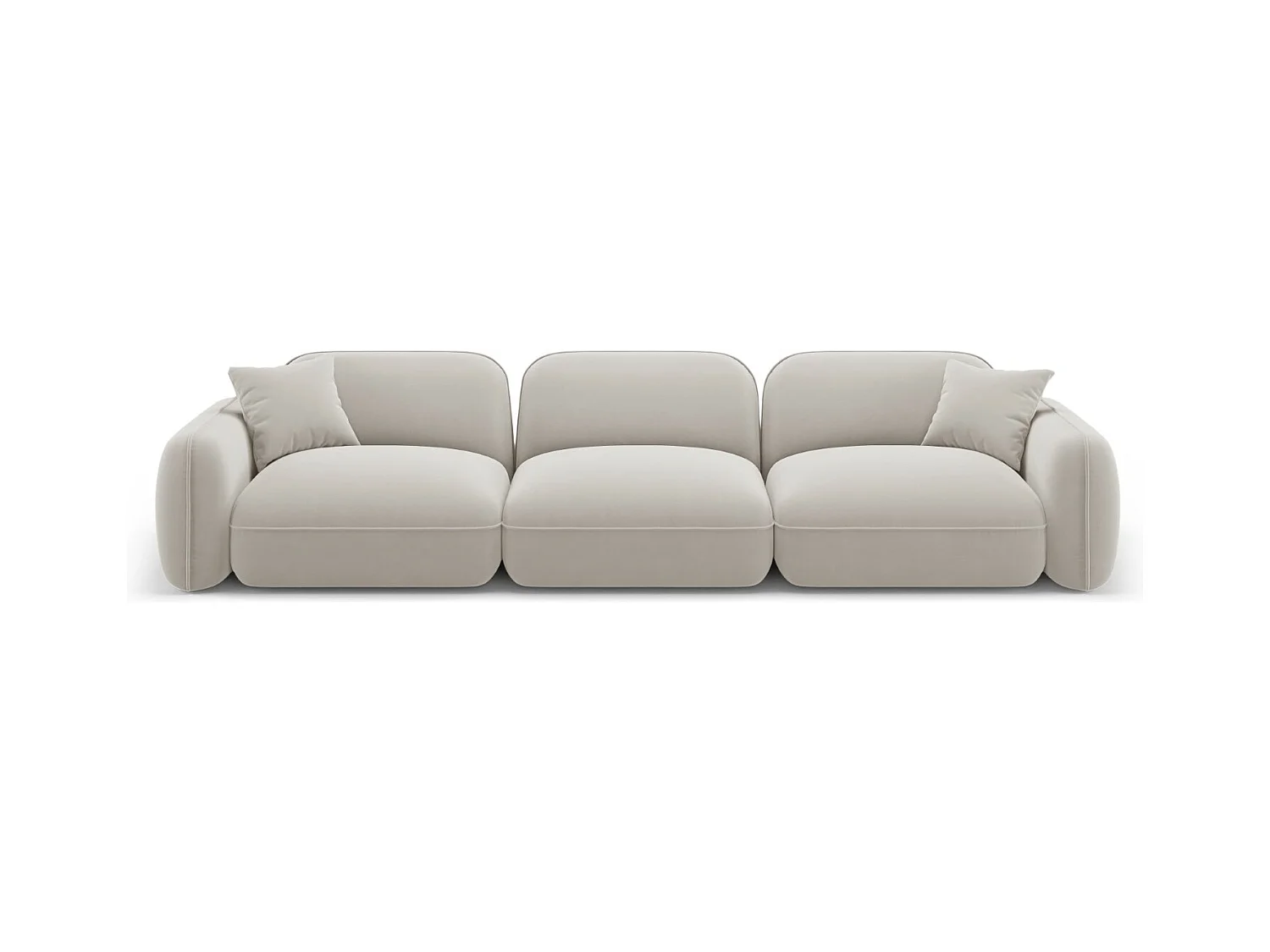 CXL by Christian Lacroix - Modulaire bank "Lucien" 4 zitplaatsen, Flueel, Lichtbeige - 320x90x70cm