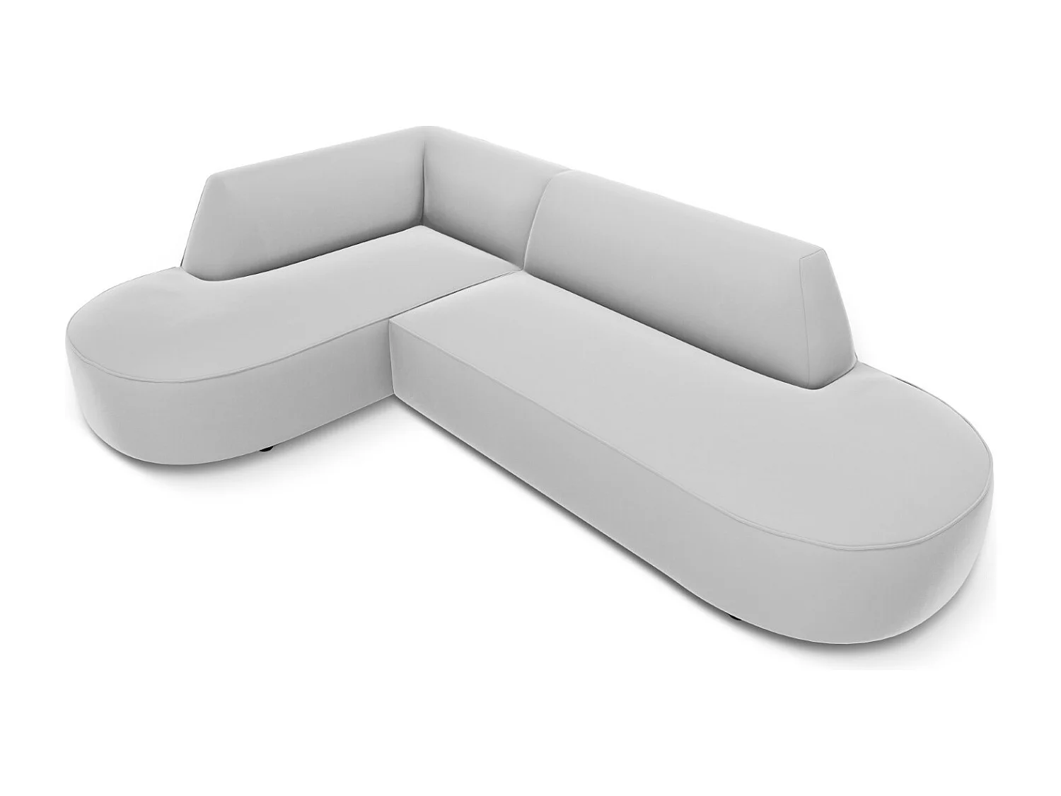 CXL by Christian Lacroix - Canapé d'angle gauche "Charles" 4 places en velours gris clair - 273x180x69cm