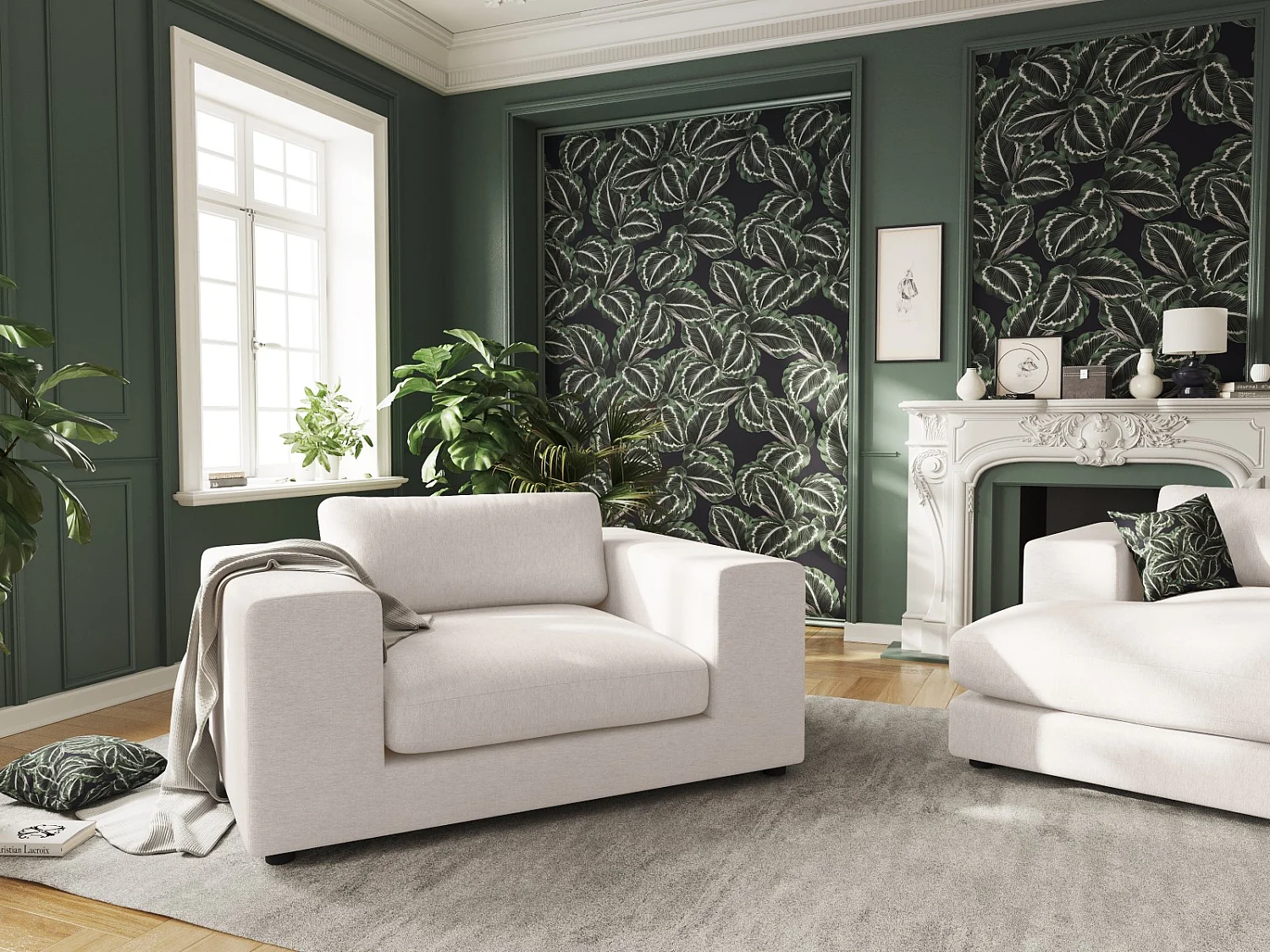 CXL by Christian Lacroix - 1,5-Sitzer Sofa "Tendance" Sitzer aus strukturiertem Stoff weiß - 156x122x72cm
