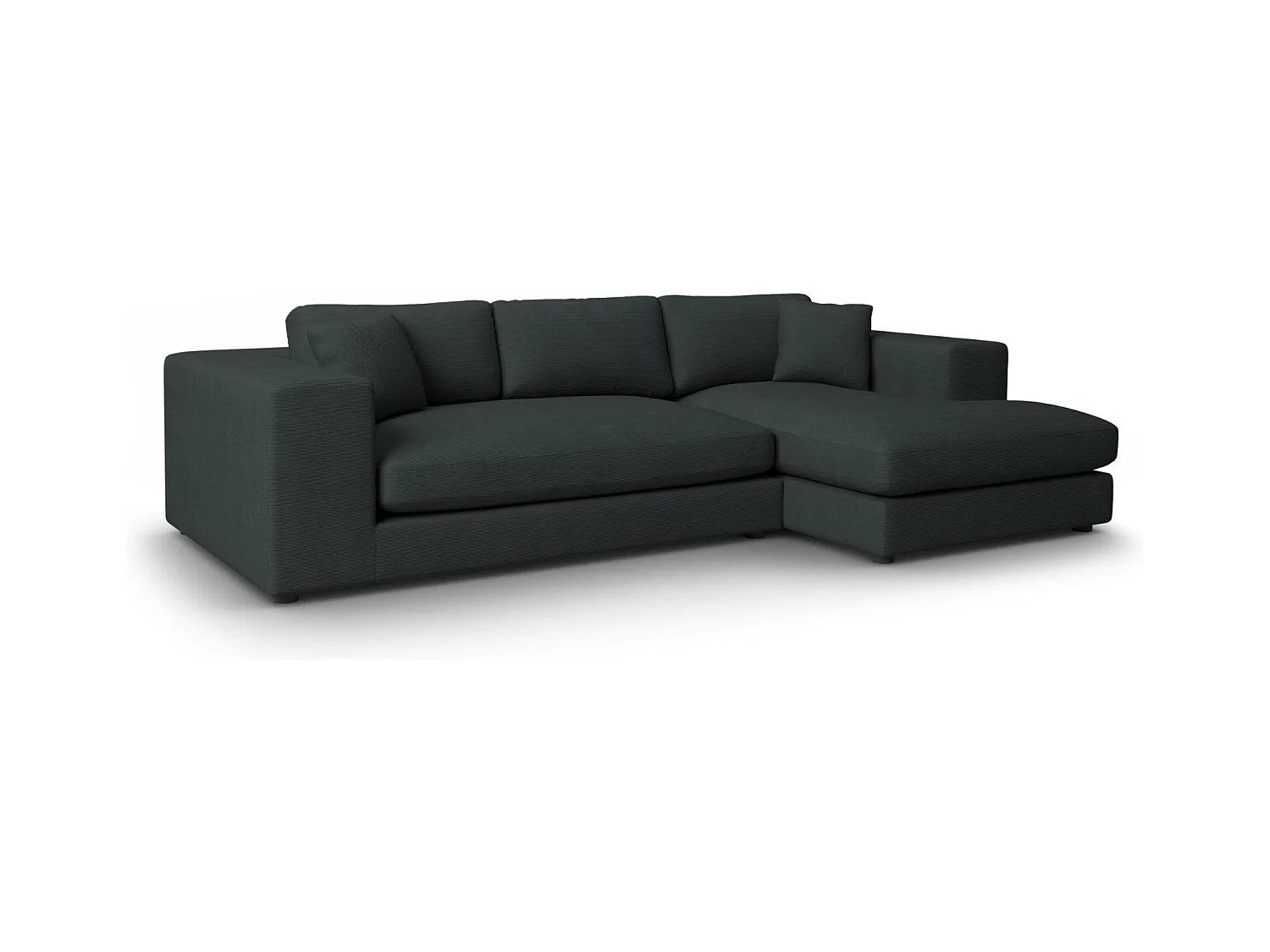 CXL by Christian Lacroix - Rechter hoekbank "Tendance" 5 zitplaatsen, Ribfluwelen, Zwart - 282x174x72cm
