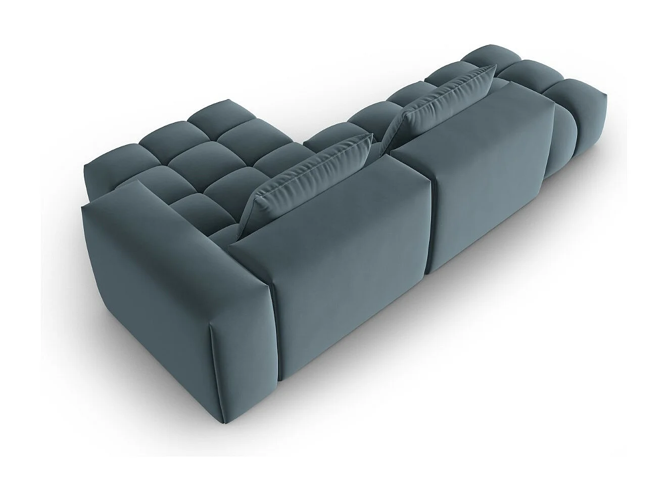 CXL by Christian Lacroix - Sofá esquinero modular derecho "Lorella" 4 plazas de terciopelo azul pastel - 265x145x70cm