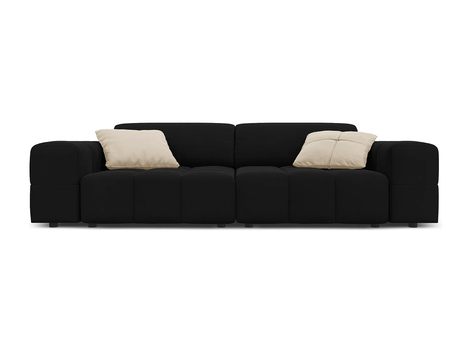 CXL by Christian Lacroix - Sofá "Luc" 3 lugares em veludo preto - 204x102x70cm