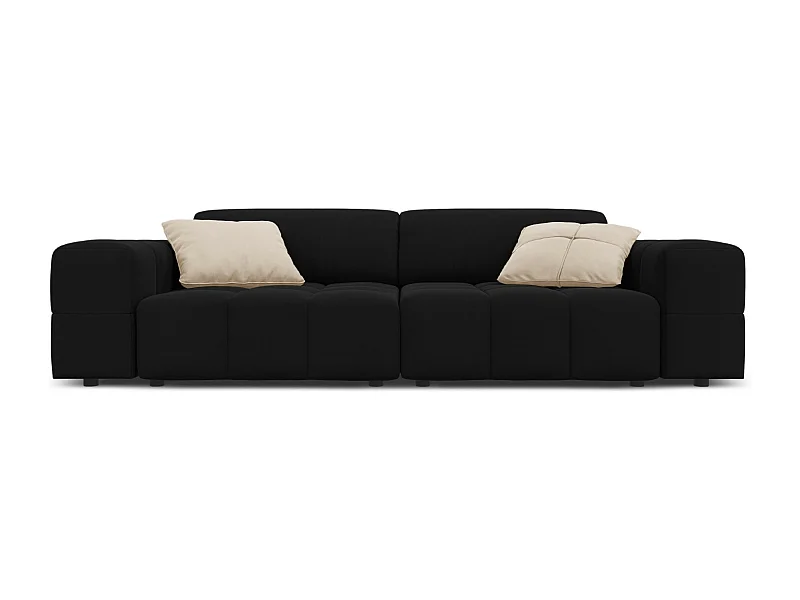 CXL by Christian Lacroix - Sofá "Luc" 3 lugares em veludo preto - 204x102x70cm