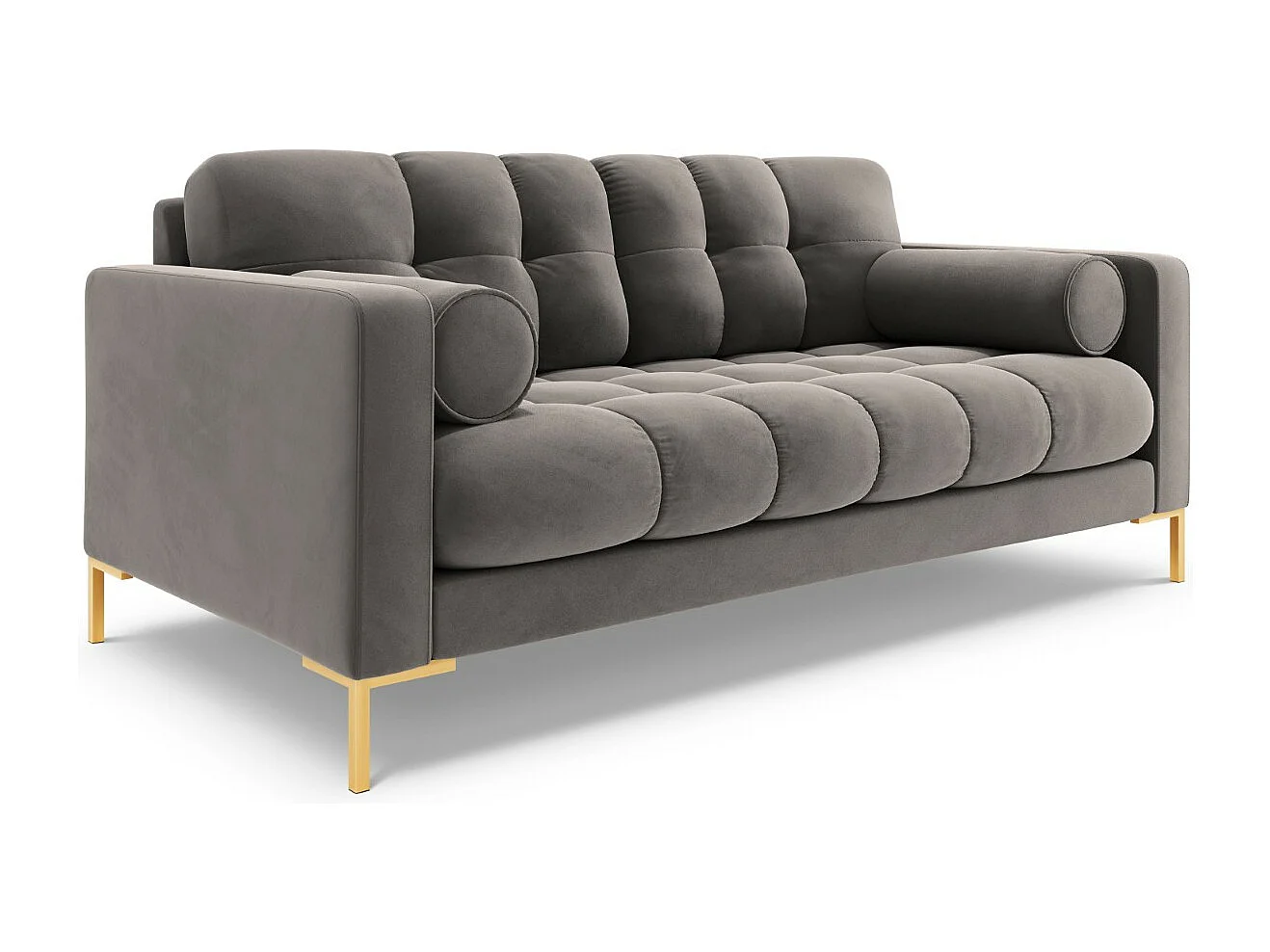 Cosmopolitan Design - Sofá "Bali" 2 lugares em veludo cinza claro - 152x92x75cm