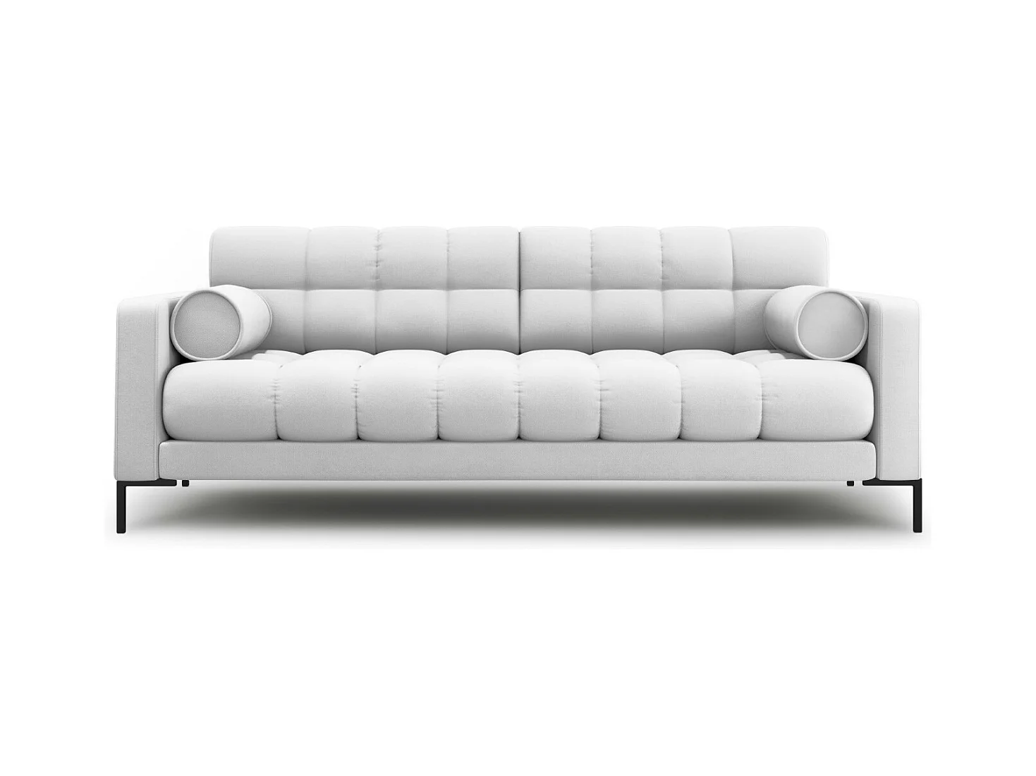Cosmopolitan Design - Bank "Bali" 4 zitplaatsen, Structurele stof, Lichtgrijs - 217x92x75cm