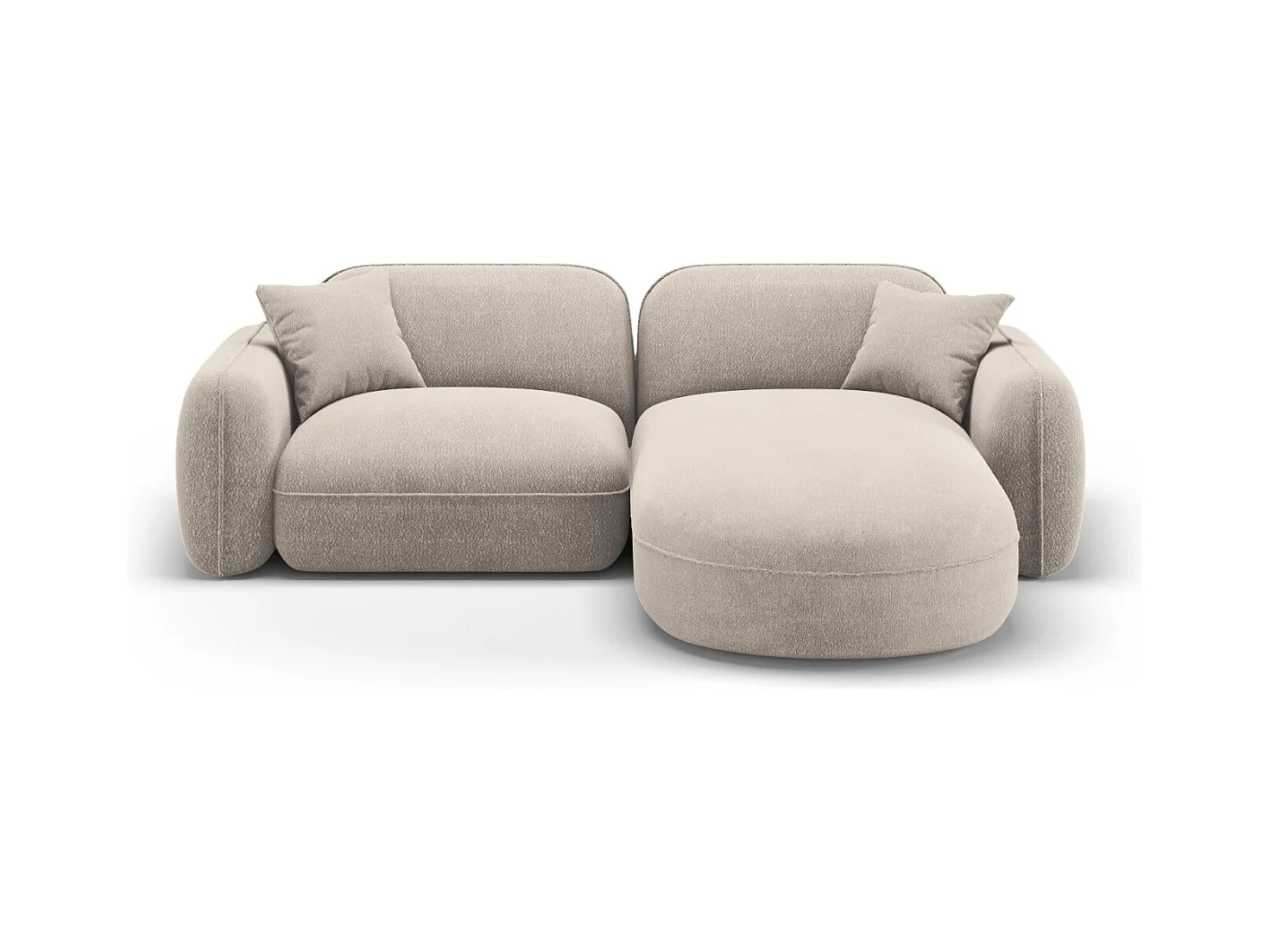 CXL by Christian Lacroix - Canapé d'angle droit modulable "Lucien" 3 places en velours beige foncé - 230x165x70cm