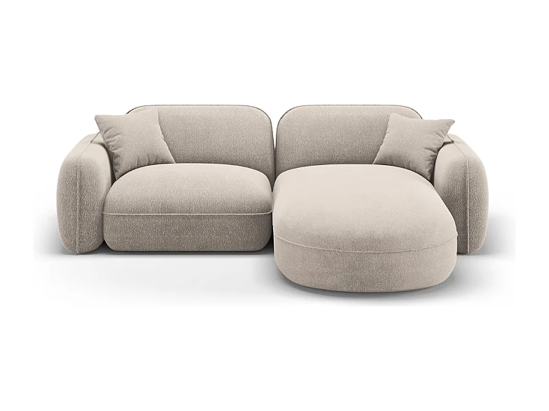 CXL by Christian Lacroix - Sofá modular de canto direito "Lucien" 3 lugares em veludo bege escuro - 230x165x70cm