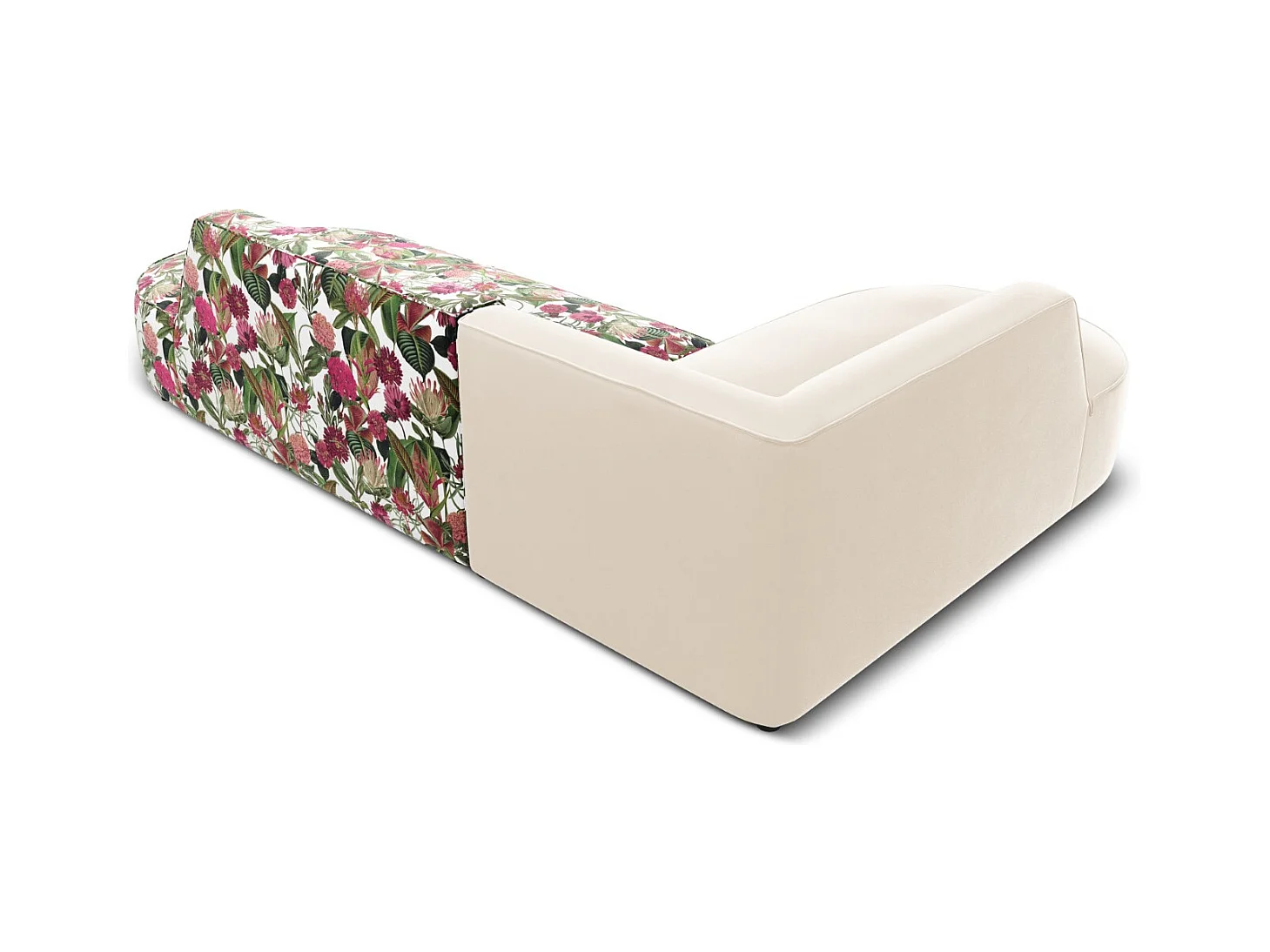 CXL by Christian Lacroix - Linker hoekbank "Charles" 4 zitplaatsen, Flueel, tuinrozenpatroon, beige - 273x180x69cm