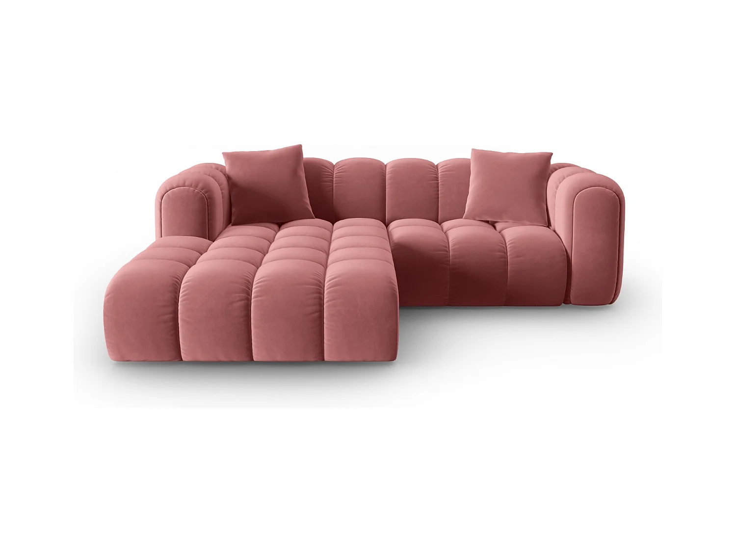 CXL by Christian Lacroix - Canapé d'angle gauche modulable "Clotilde" 3 places en velours saumon - 187x190x70cm