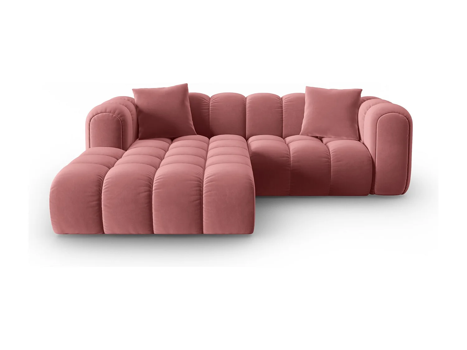 CXL by Christian Lacroix - Canapé d'angle gauche modulable "Clotilde" 3 places en velours saumon - 187x190x70cm