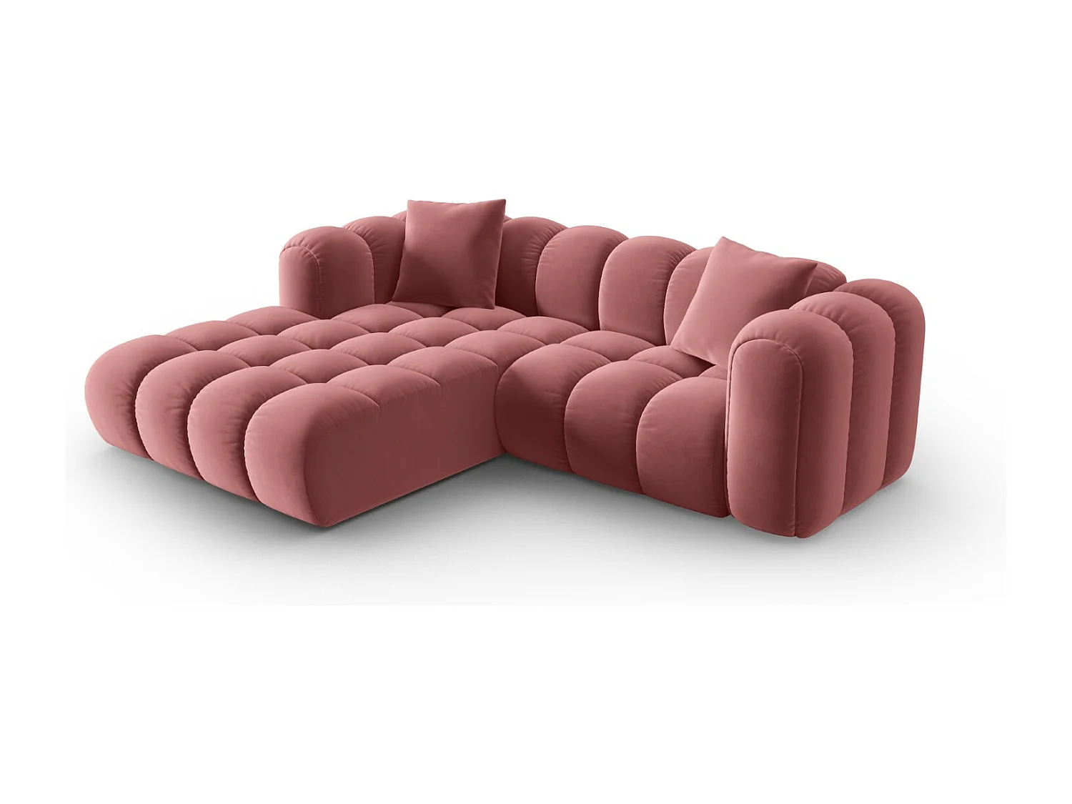 CXL by Christian Lacroix - Canapé d'angle gauche modulable "Clotilde" 3 places en velours saumon - 187x190x70cm