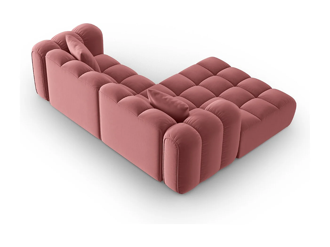 CXL by Christian Lacroix - Canapé d'angle gauche modulable "Clotilde" 3 places en velours saumon - 187x190x70cm