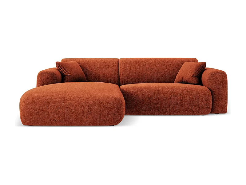 Cosmopolitan Design - Sofá esquinero izquierdo "Nolio" 4 plazas de tejido chenilla terracota - 235x170x72cm