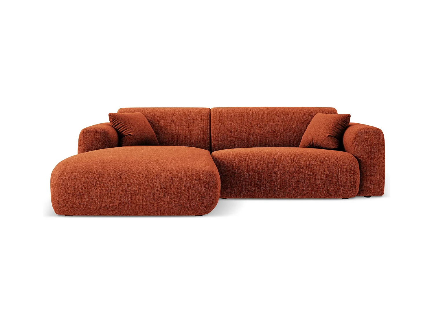 Cosmopolitan Design - Canapé d'angle gauche "Nolio" 4 places en chenille terracotta - 235x170x72cm