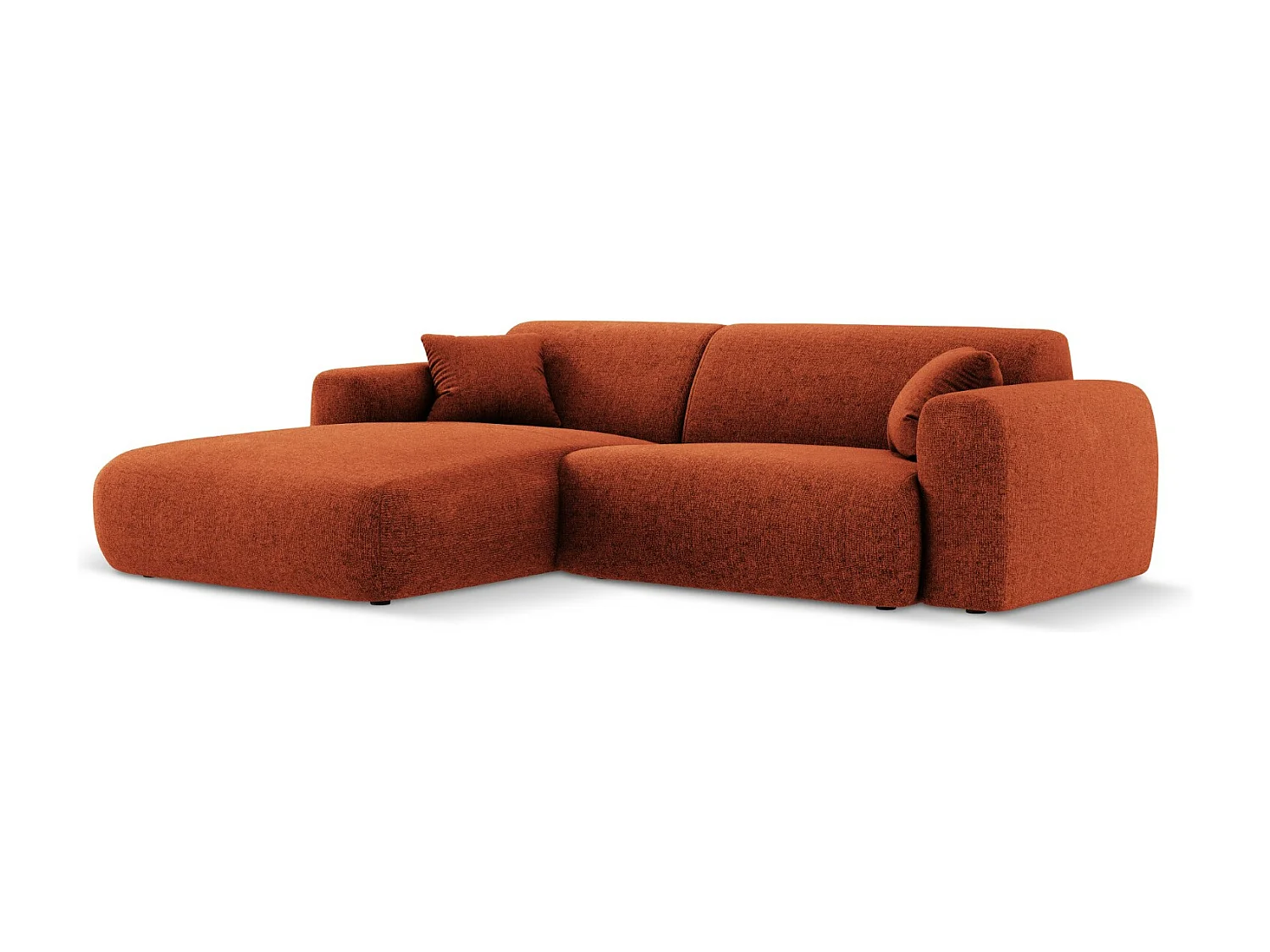 Cosmopolitan Design - Canapé d'angle gauche "Nolio" 4 places en chenille terracotta - 235x170x72cm