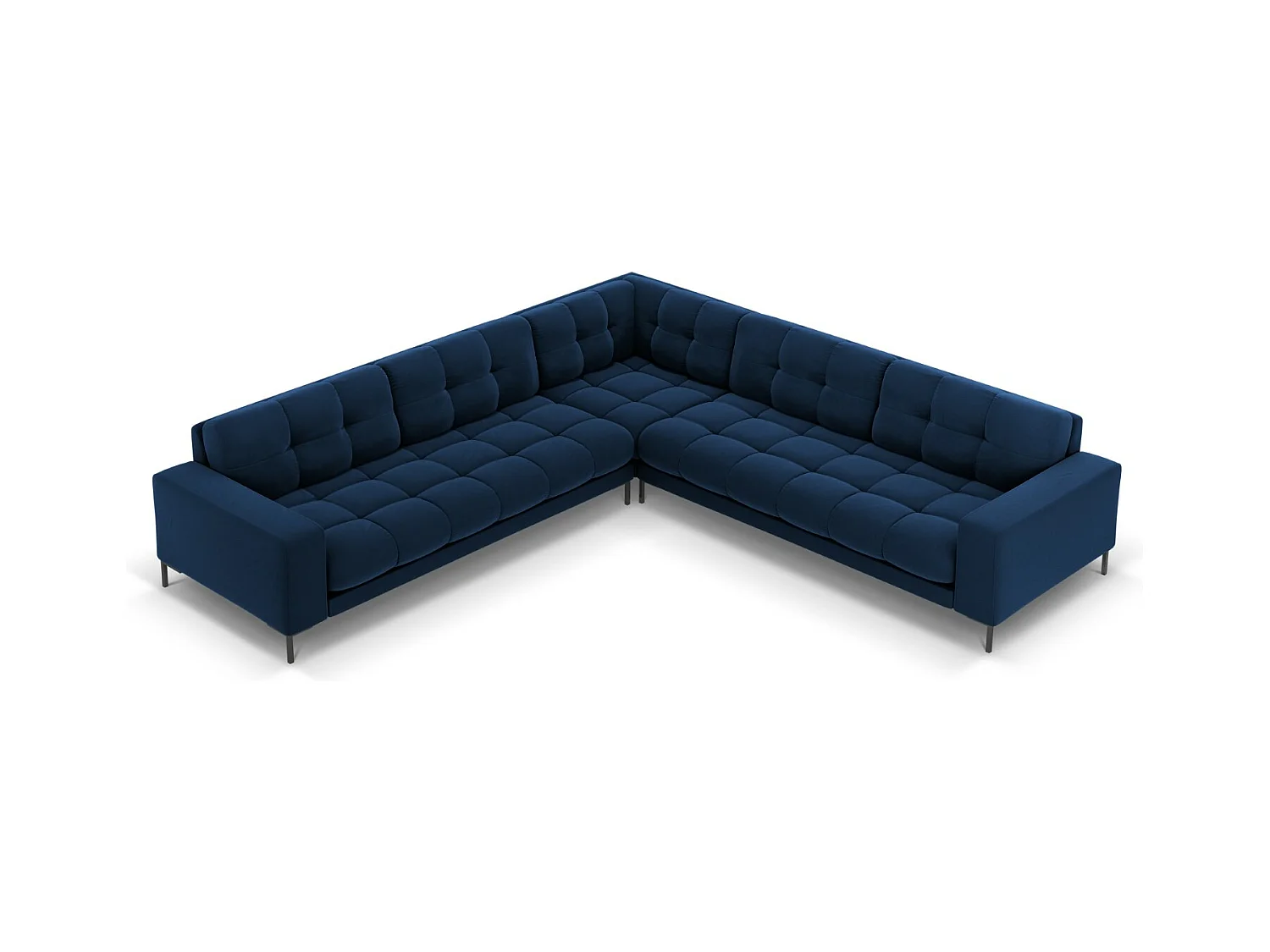 Cosmopolitan Design - Symmetrische hoekbank "Bali" 6 zitplaatsen, Flueel, Koningsblauw - 256x256x75cm