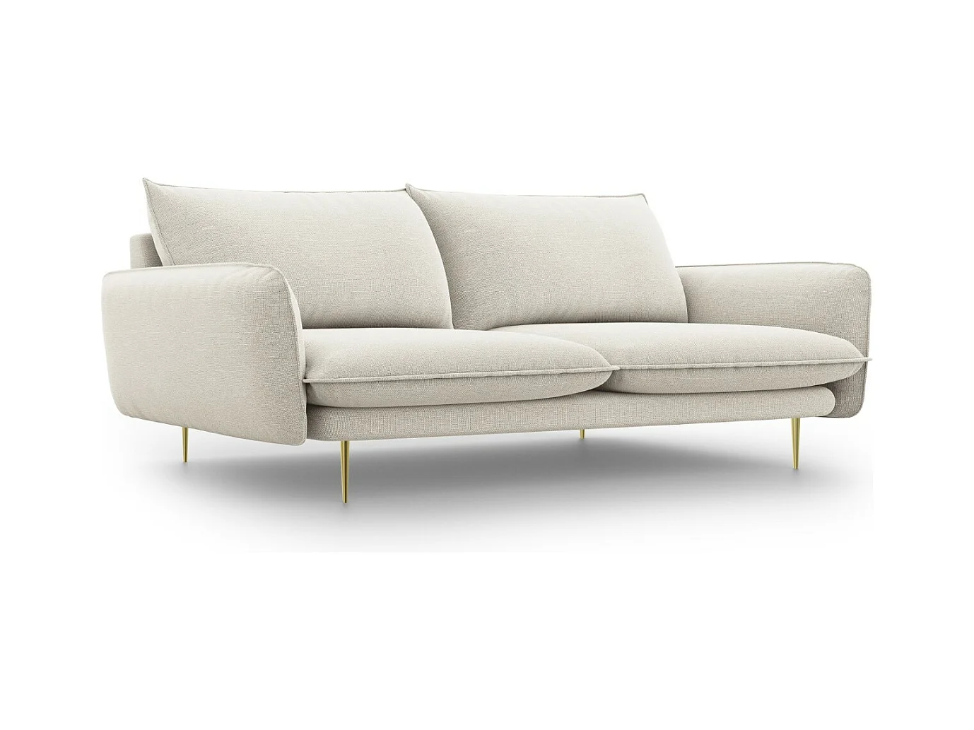 Cosmopolitan Design - Bank "Vienna" 4 zitplaatsen, Structurele stof, Lichtbeige - 230x92x95cm