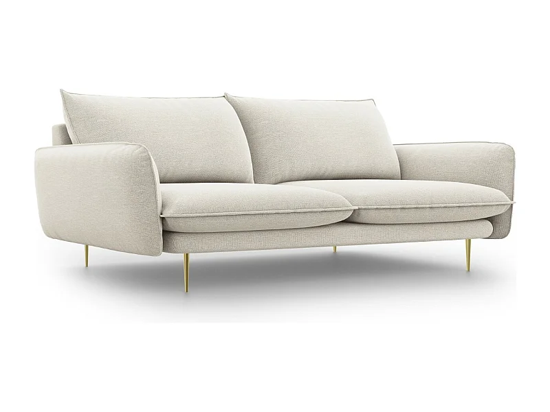Cosmopolitan Design - Divano "Vienna" 4 posti in tessuto strutturato beige chiaro - 230x92x95cm