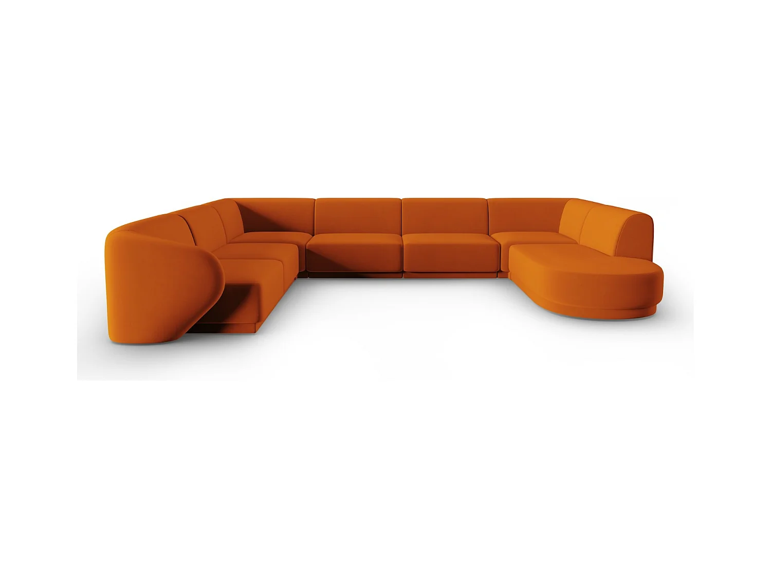 CXL by Christian Lacroix - Modulaire panoramische hoekbank links "Lionel" 8 zitplaatsen, Flueel, Terracotta - 342x323x74cm