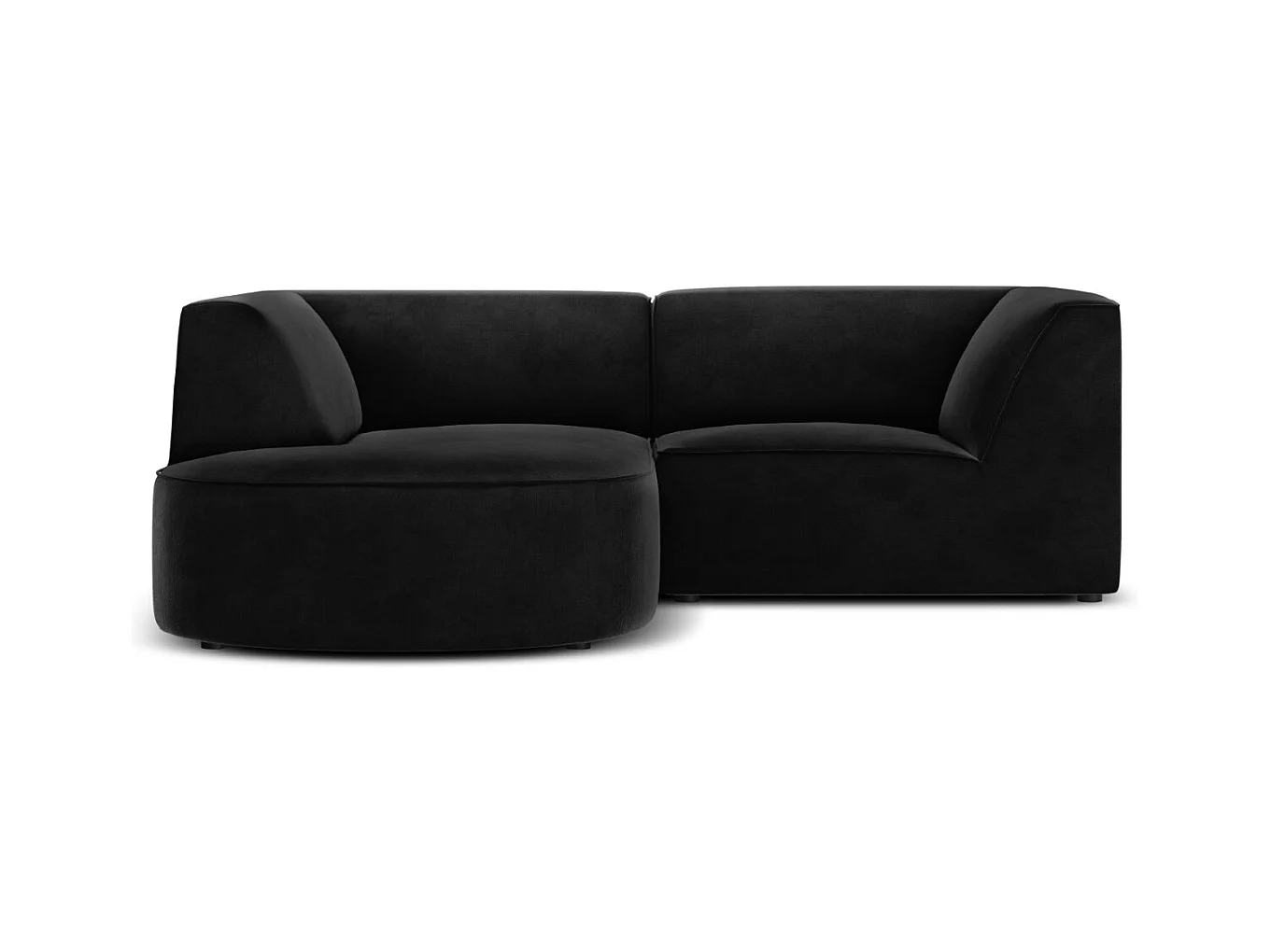 CXL by Christian Lacroix - Linker hoekbank "Charles" 3 zitplaatsen, Flueel, Zwart - 186x180x69cm