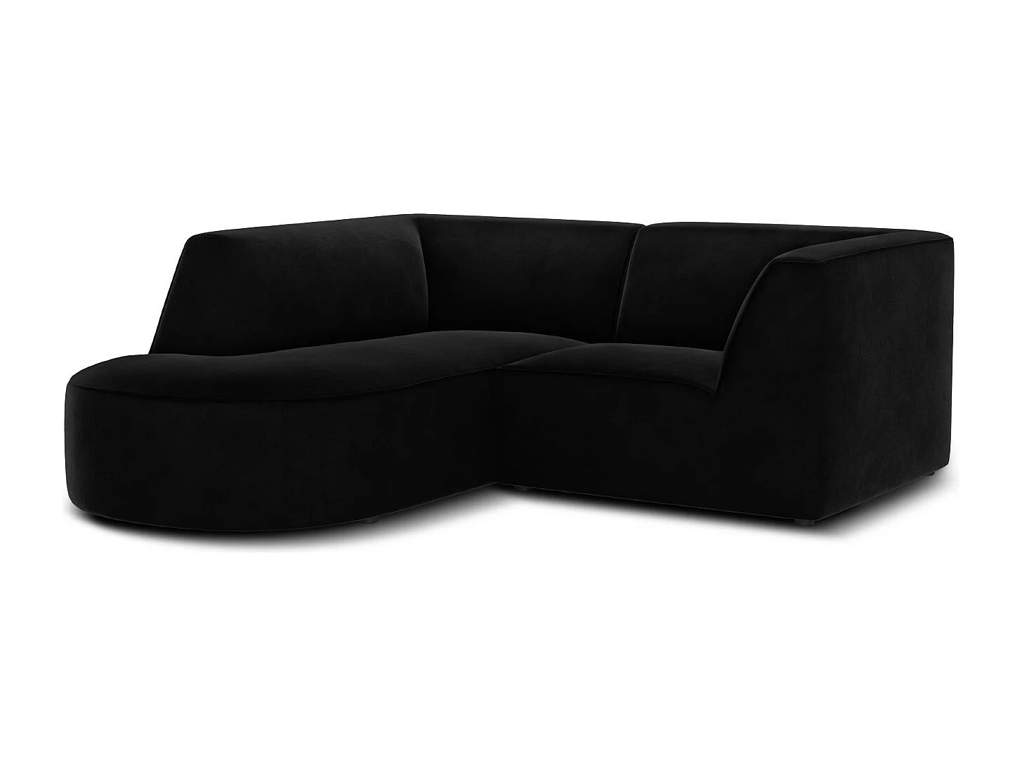 CXL by Christian Lacroix - Canapé d'angle gauche "Charles" 3 places en velours noir - 186x180x69cm