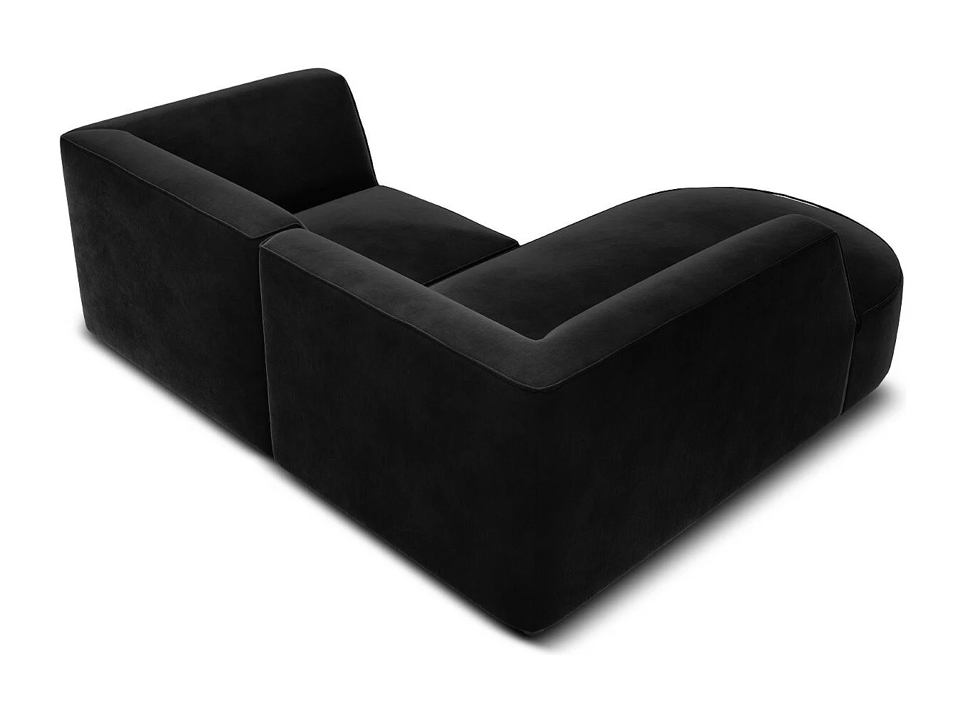 CXL by Christian Lacroix - Canapé d'angle gauche "Charles" 3 places en velours noir - 186x180x69cm