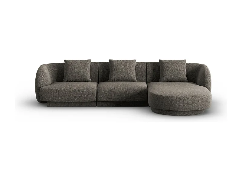 Cosmopolitan Design - Canapé d'angle droit "Tulum" 4 places en chenille gris - 255x156x70cm