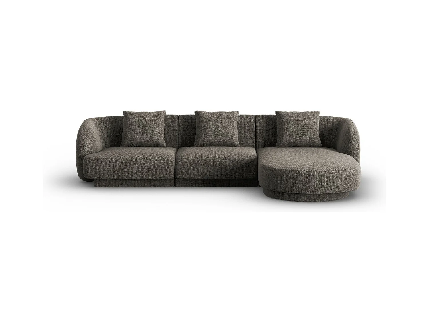 Cosmopolitan Design - Canapé d'angle droit "Tulum" 4 places en chenille gris - 255x156x70cm