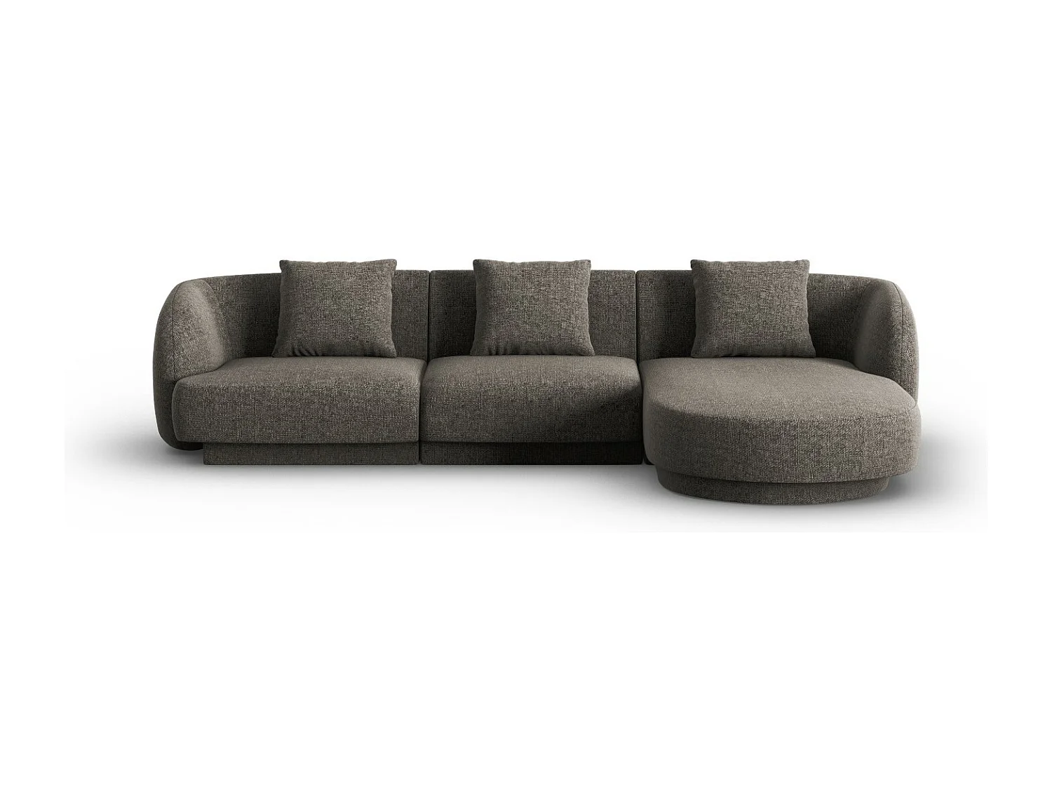 Cosmopolitan Design - Sofá esquinero derecho "Tulum" 4 plazas de tejido chenilla gris - 255x156x70cm